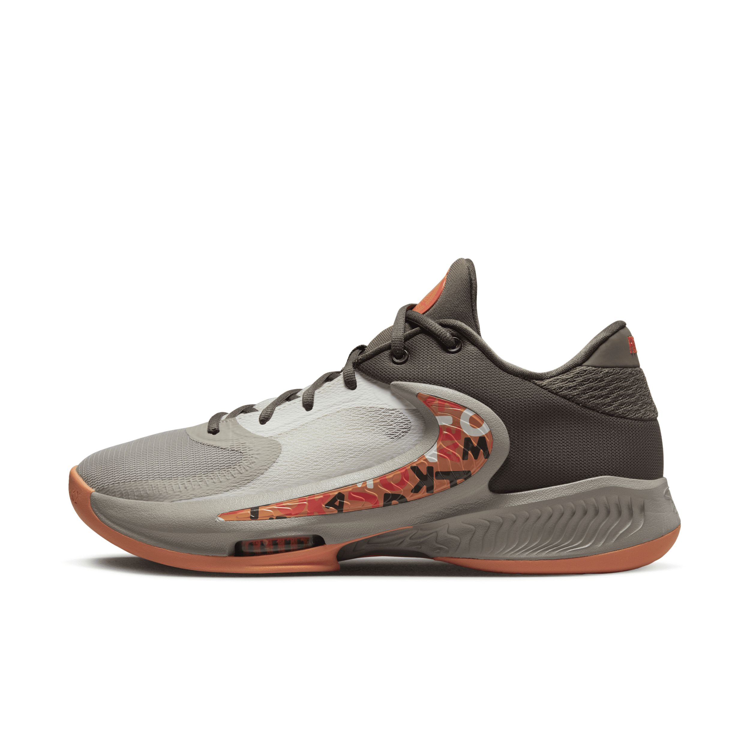 Nike Zoom Freak 4 Basketball Shoes Size 13.0 In Ironstone/cobblestone/sail/orange Trance