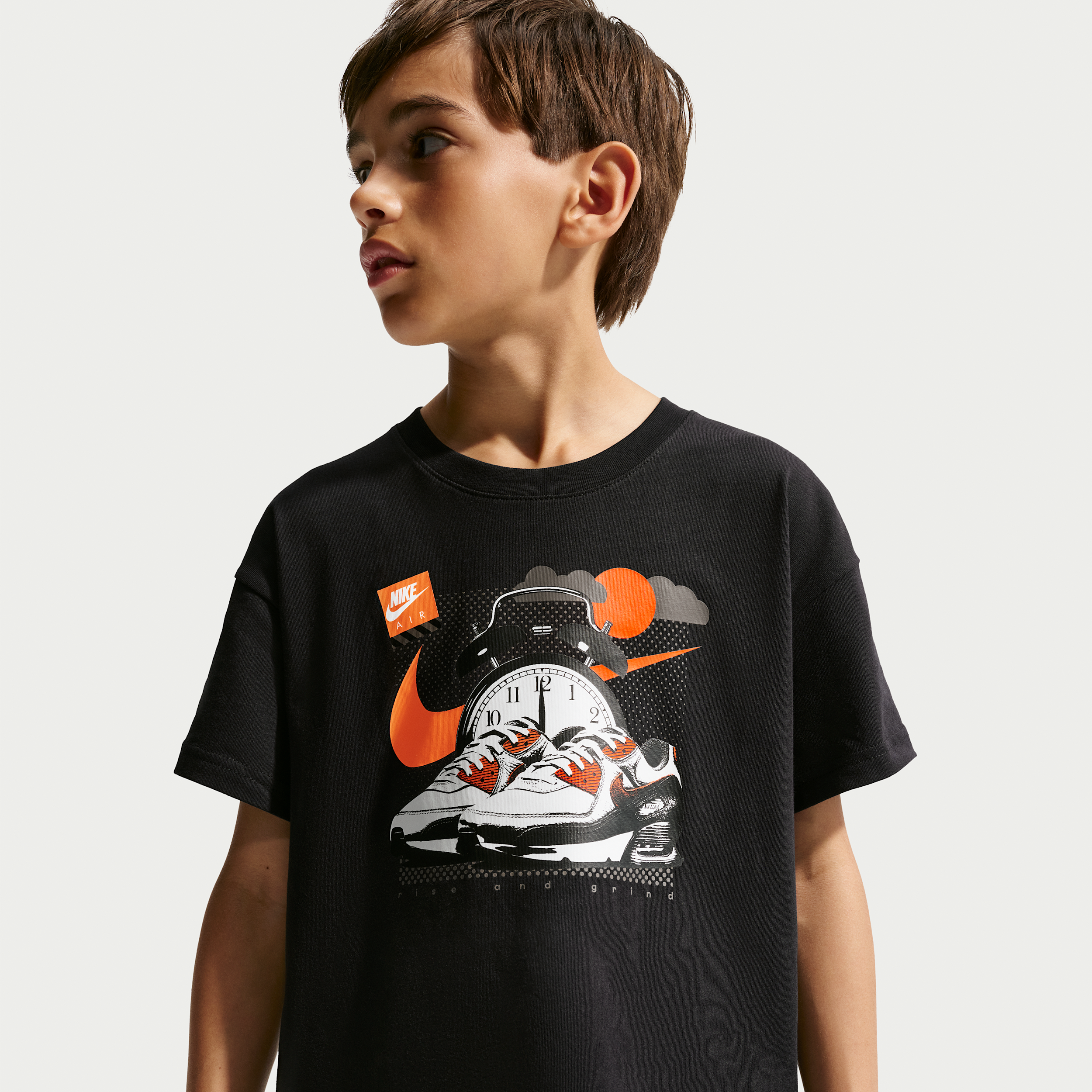 Nike Kids' Sportswear Air Rise N Shine Graphic Tee, XS, Black
