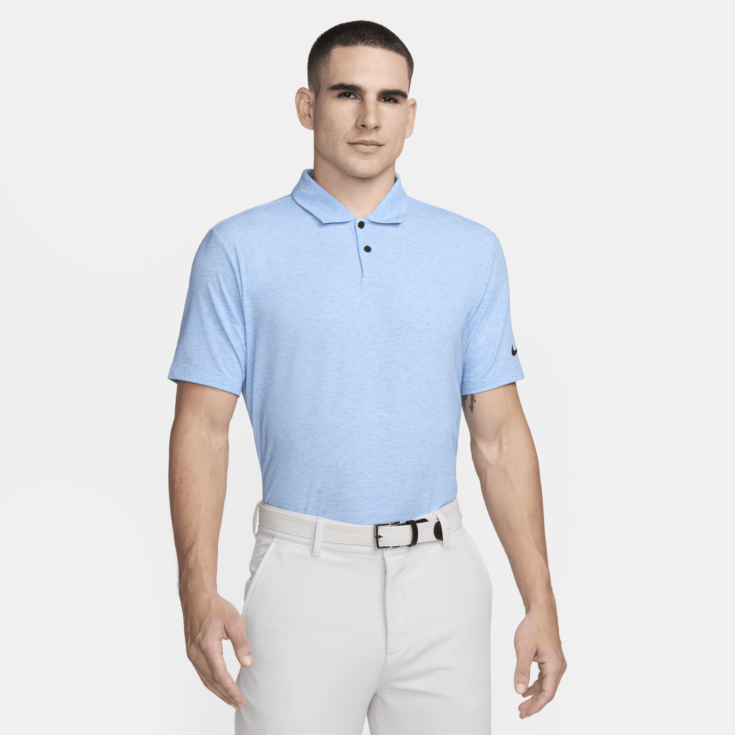 Shop Nike Men's Dri-fit Tour Heathered Golf Polo In Blue