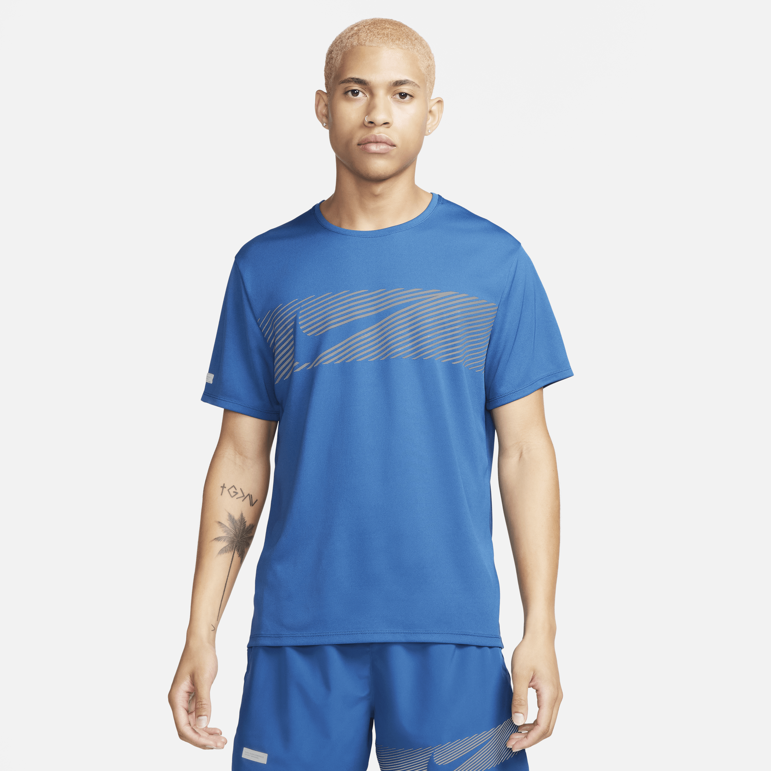 Shop Nike Men's Miler Flash Dri-fit Uv Short-sleeve Running Top In Blue