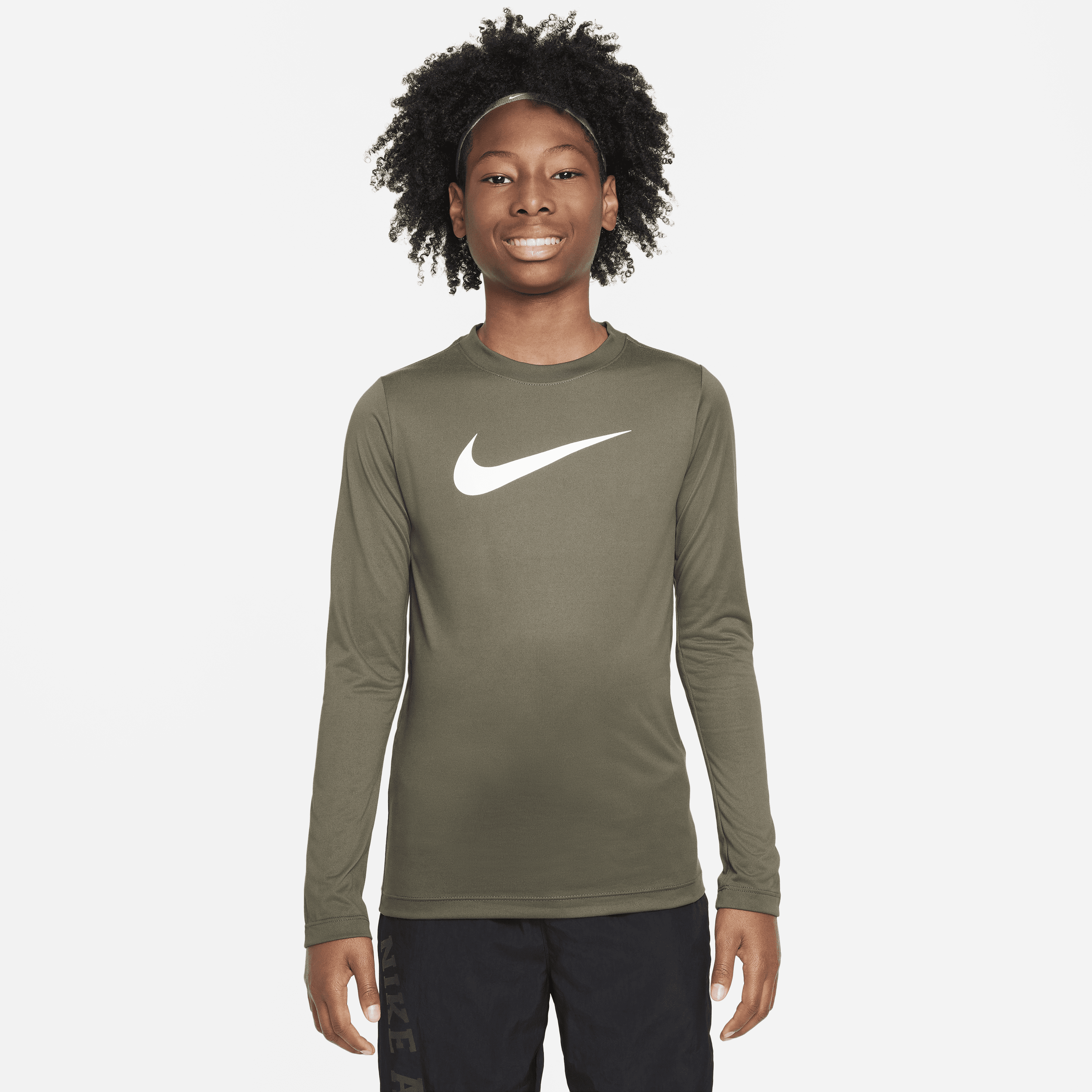 Nike Dri-fit Legend Big Kids' (boys') Long-sleeve T-shirt In Green