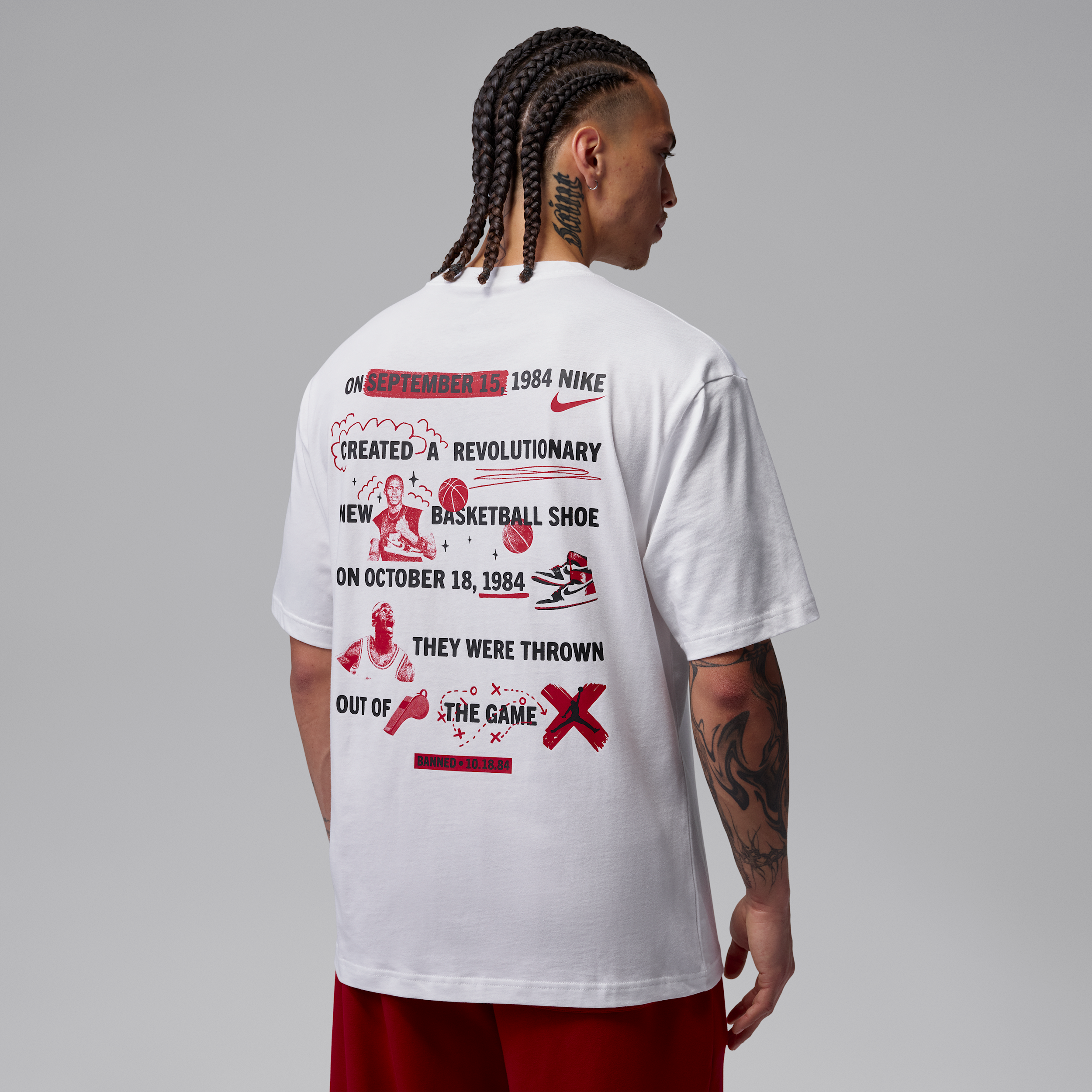 Jordan Men's Brooklyn Banned Graphic T-Shirt in White Size: Medium