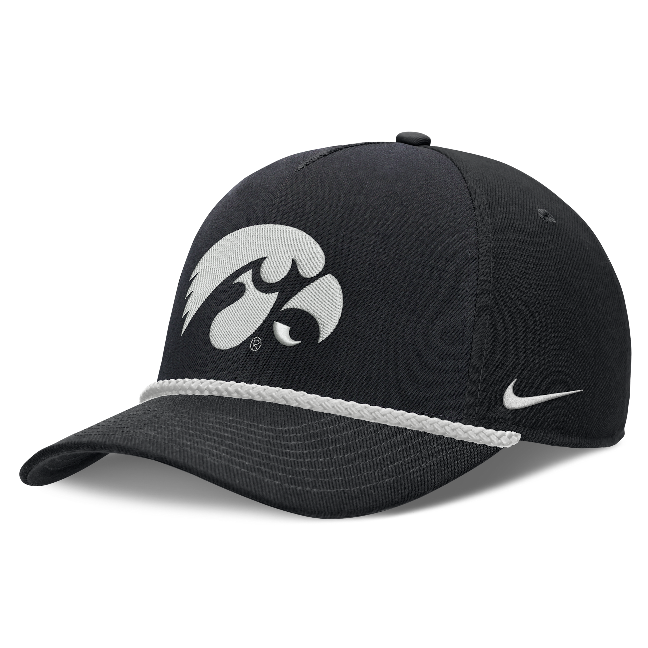 Iowa Sideline Rope Rise Nike Unisex College Adjustable Hat in Black | NC9600AIA-ZL0
