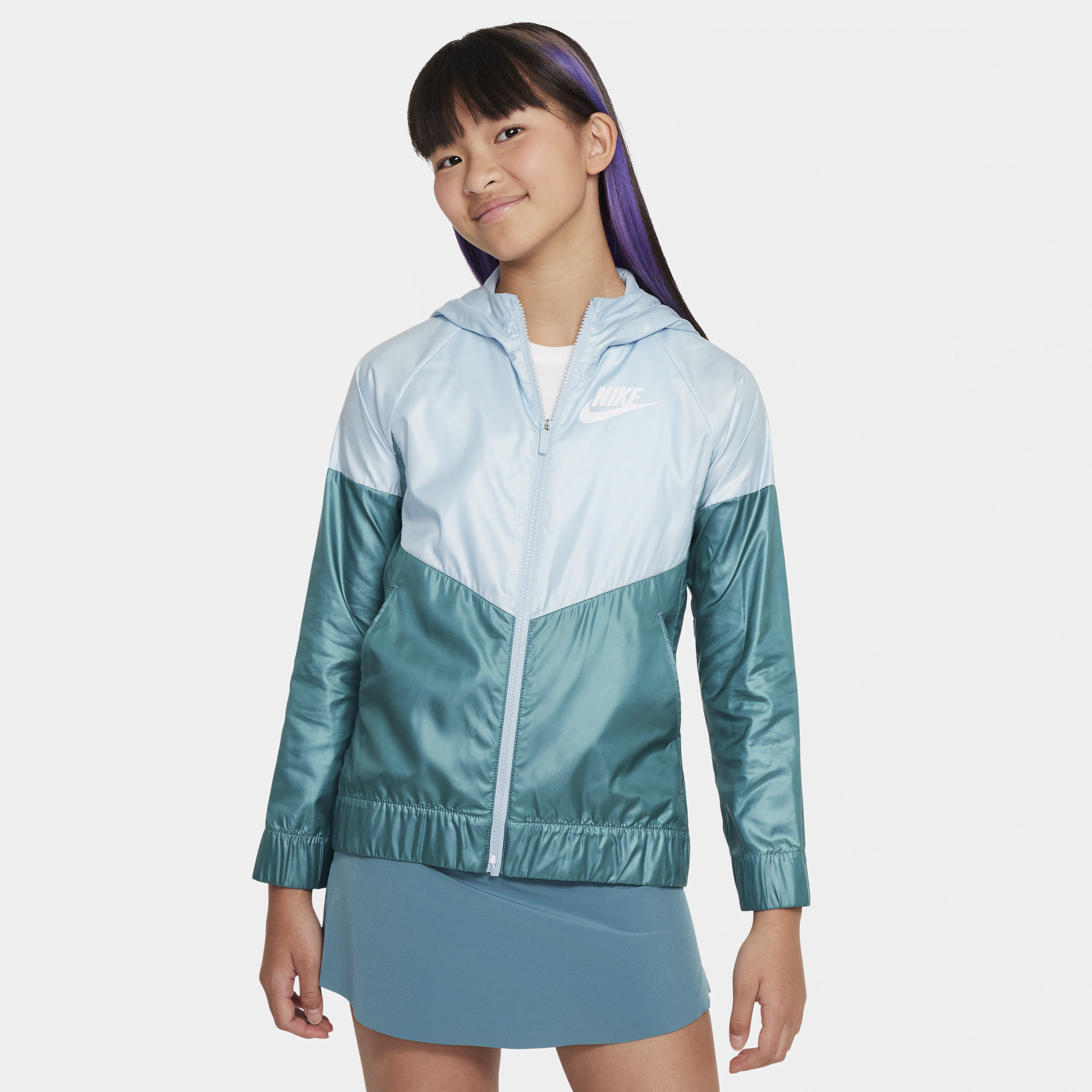 Nike Sportswear Kids' Windrunner Water Repellent Hooded Jacket In Blue