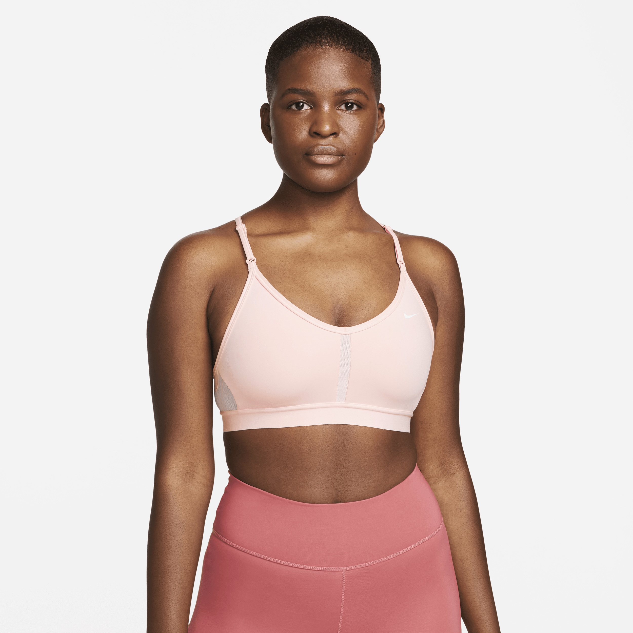 Nike Women's Indy Light-support Padded V-neck Sports Bra In Pink