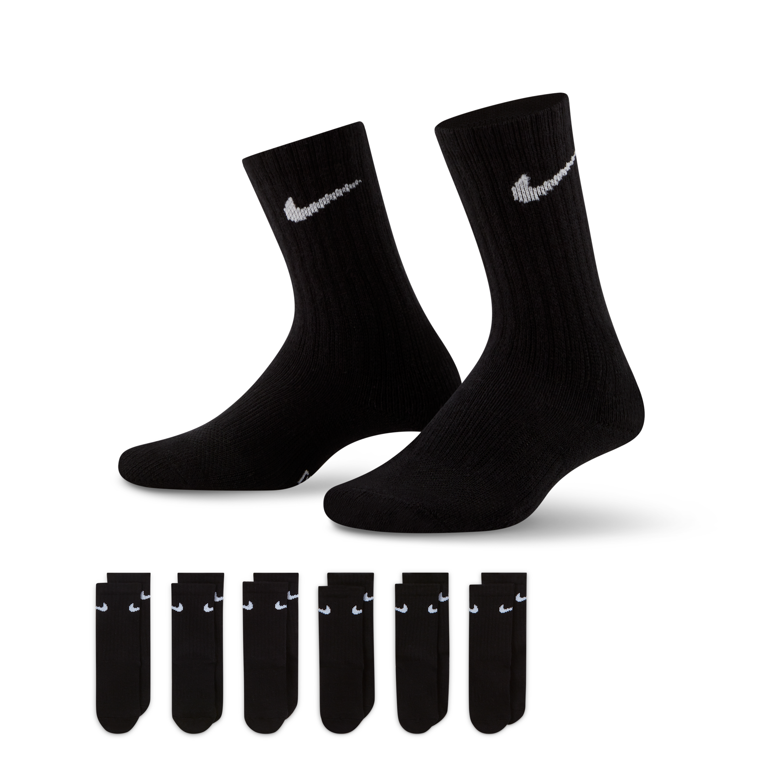 Nike Performance Basics Kids' Dri-FIT Crew Socks (6 Pairs) in Black | RN0019-023