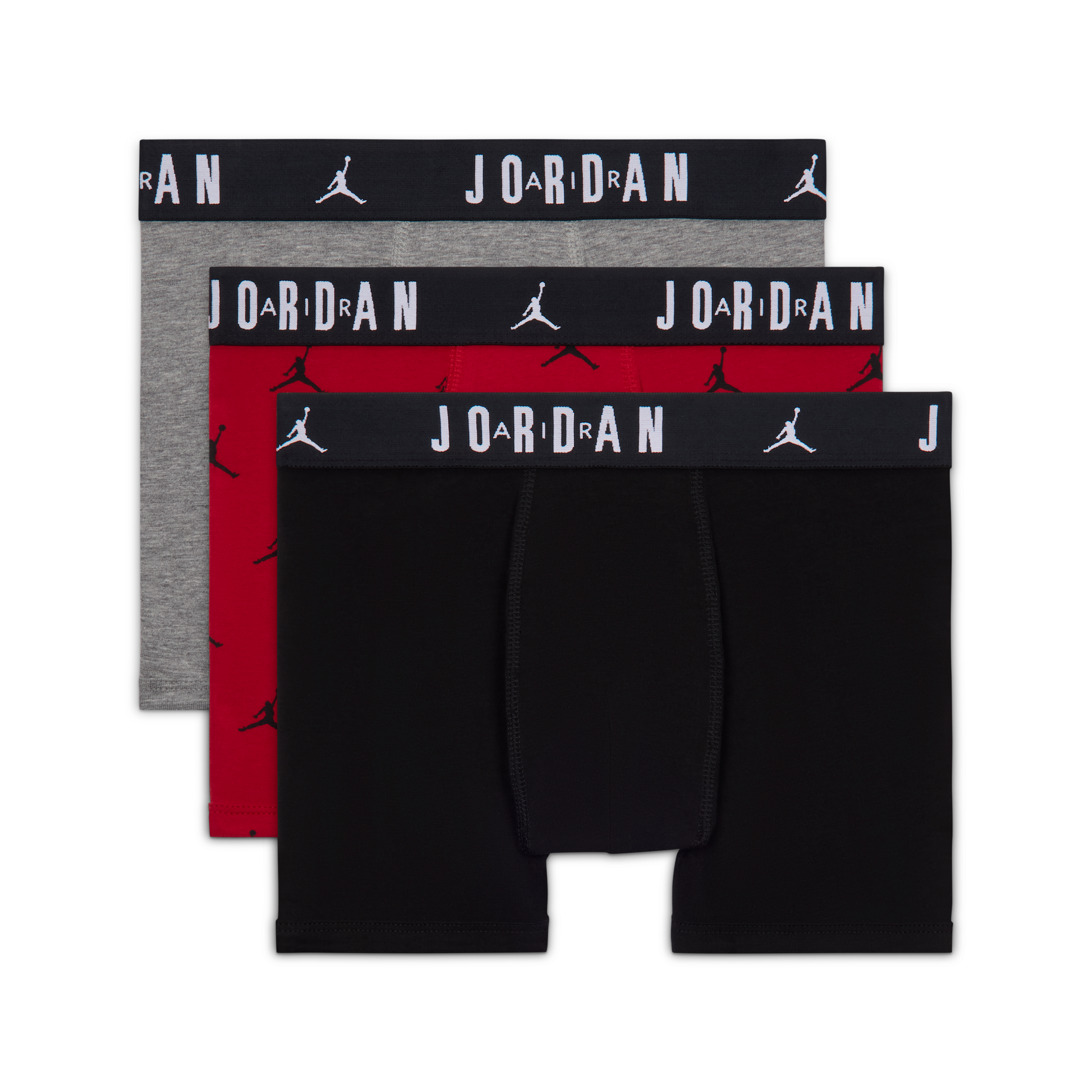 Jordan Big Kids' Flight Cotton Essentials Boxer Briefs (3-Pack) in Multicolor | 9J0840-R78
