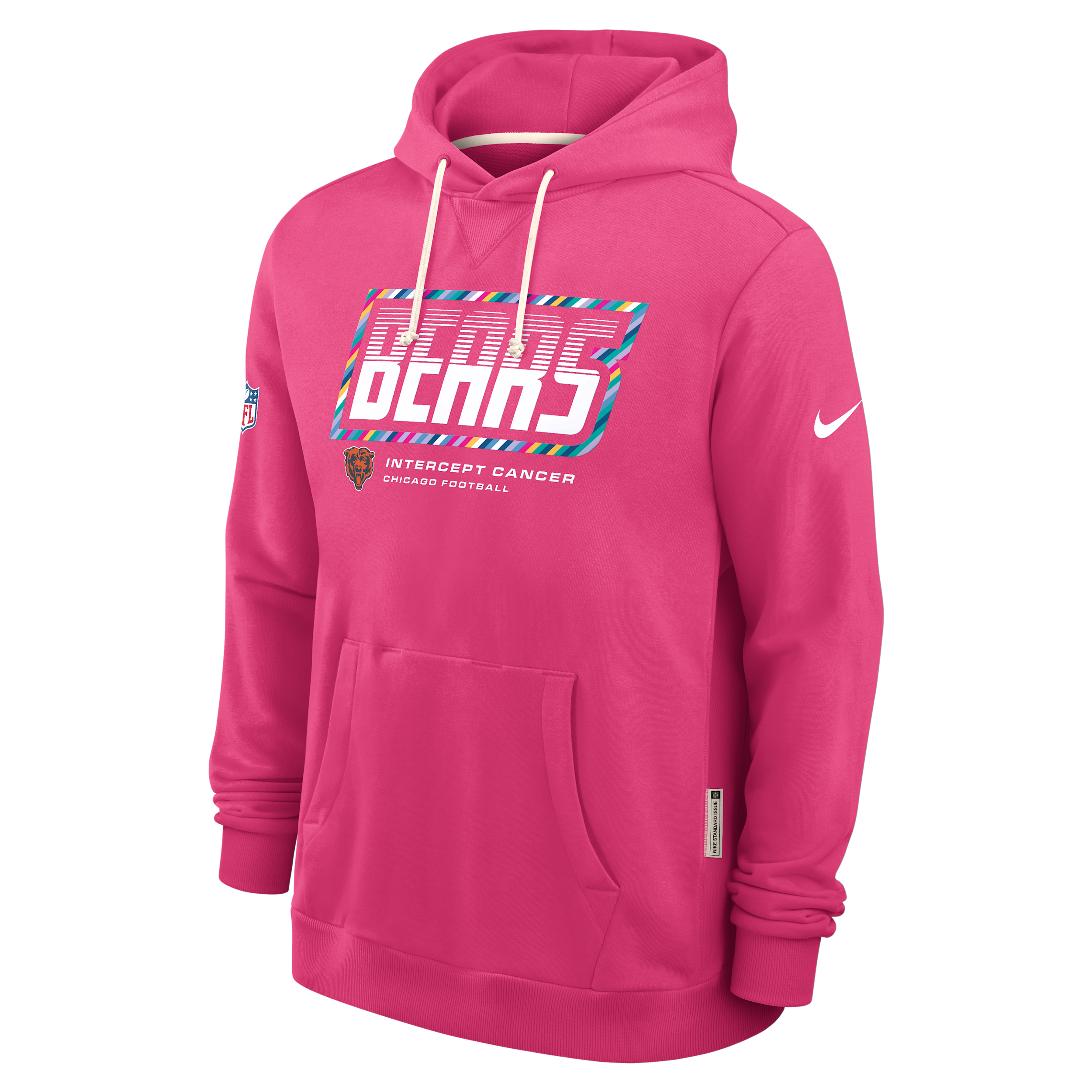 Chicago Bears Crucial Catch Sideline Standard Issue Nike Men's Dri-FIT NFL Pullover Hoodie in Pink | 03AZ68XZU6-F9R
