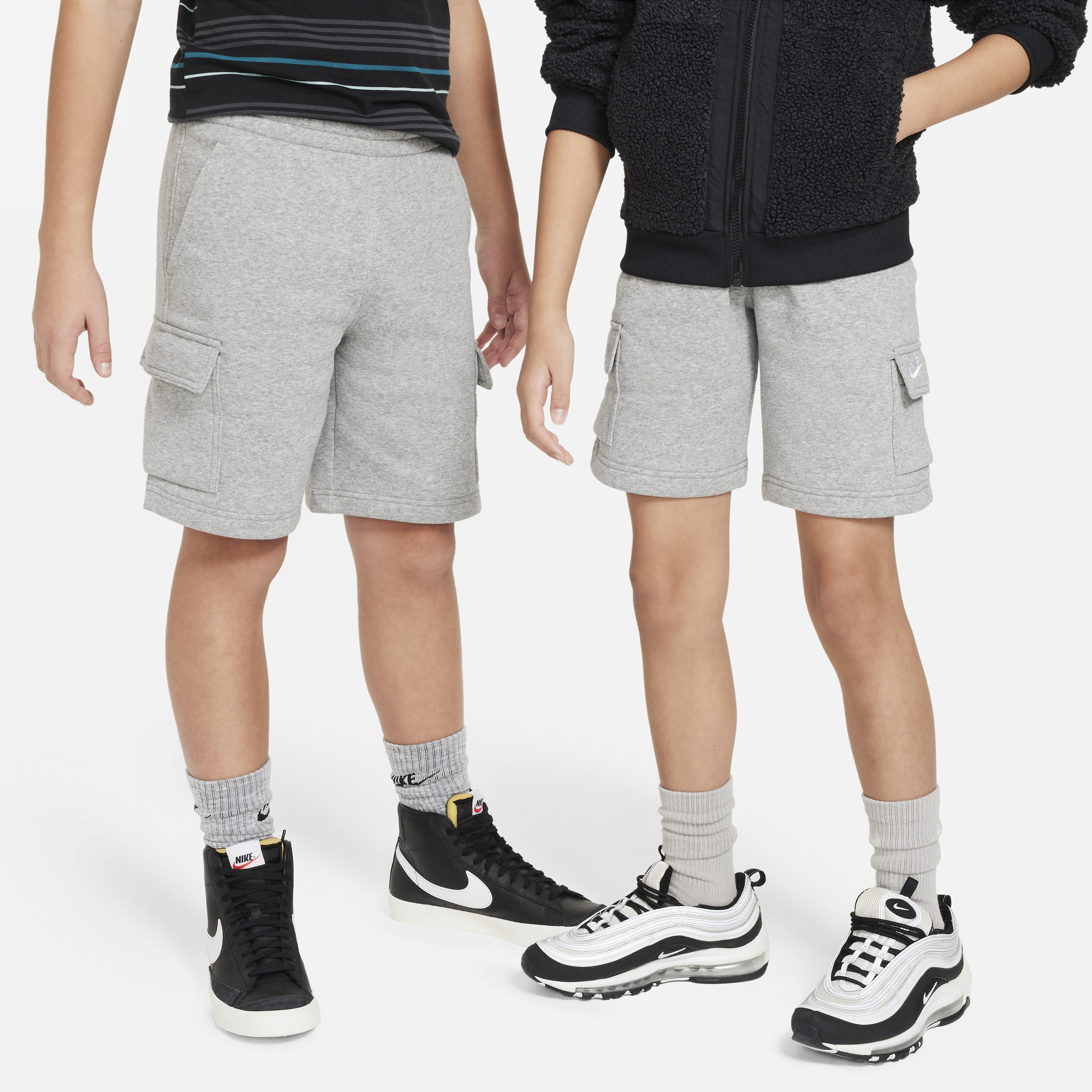 Shop Nike Sportswear Club Fleece Big Kids' Cargo Shorts In Grey
