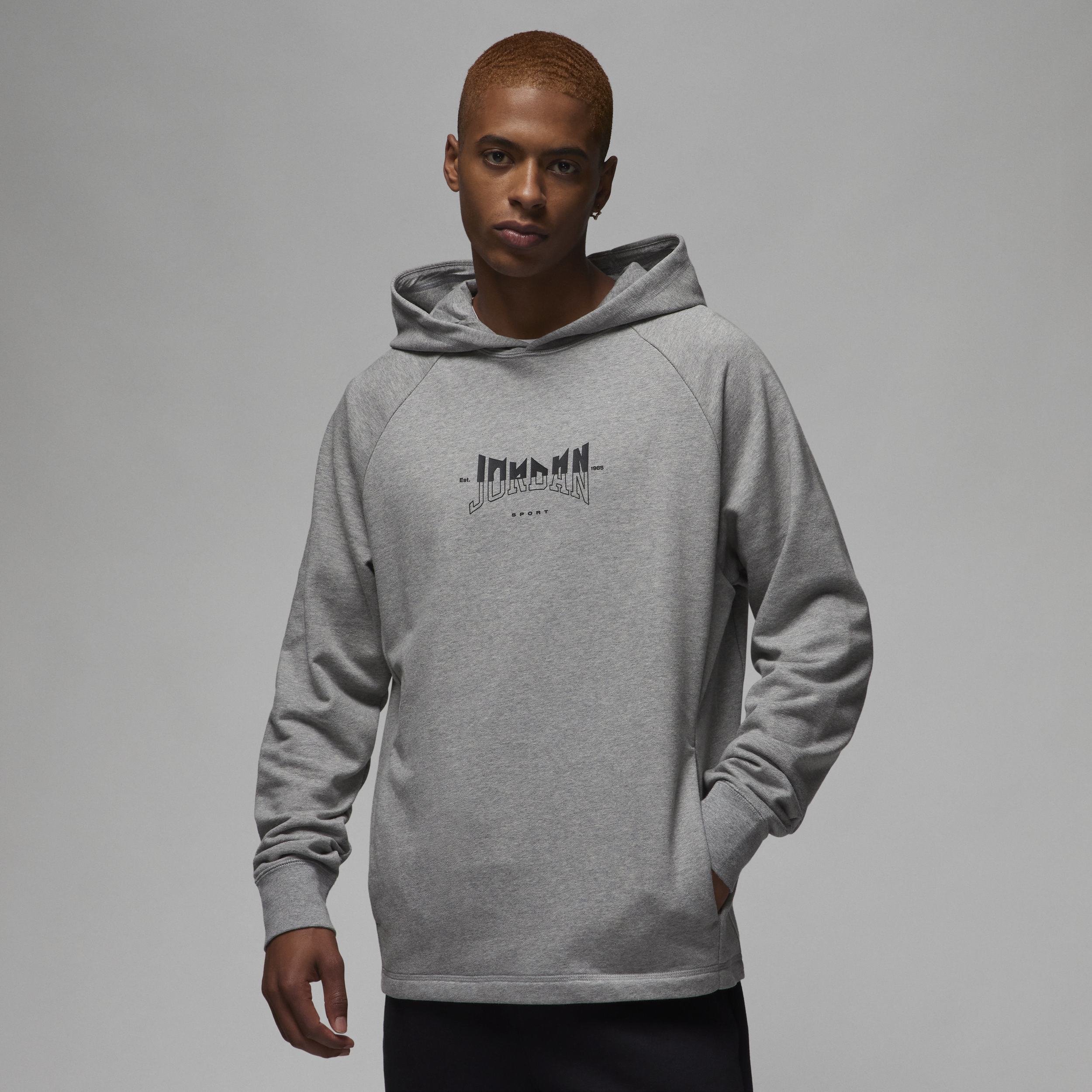 Jordan Men's  Dri-fit Sport Graphic Fleece Pullover Hoodie In Grey