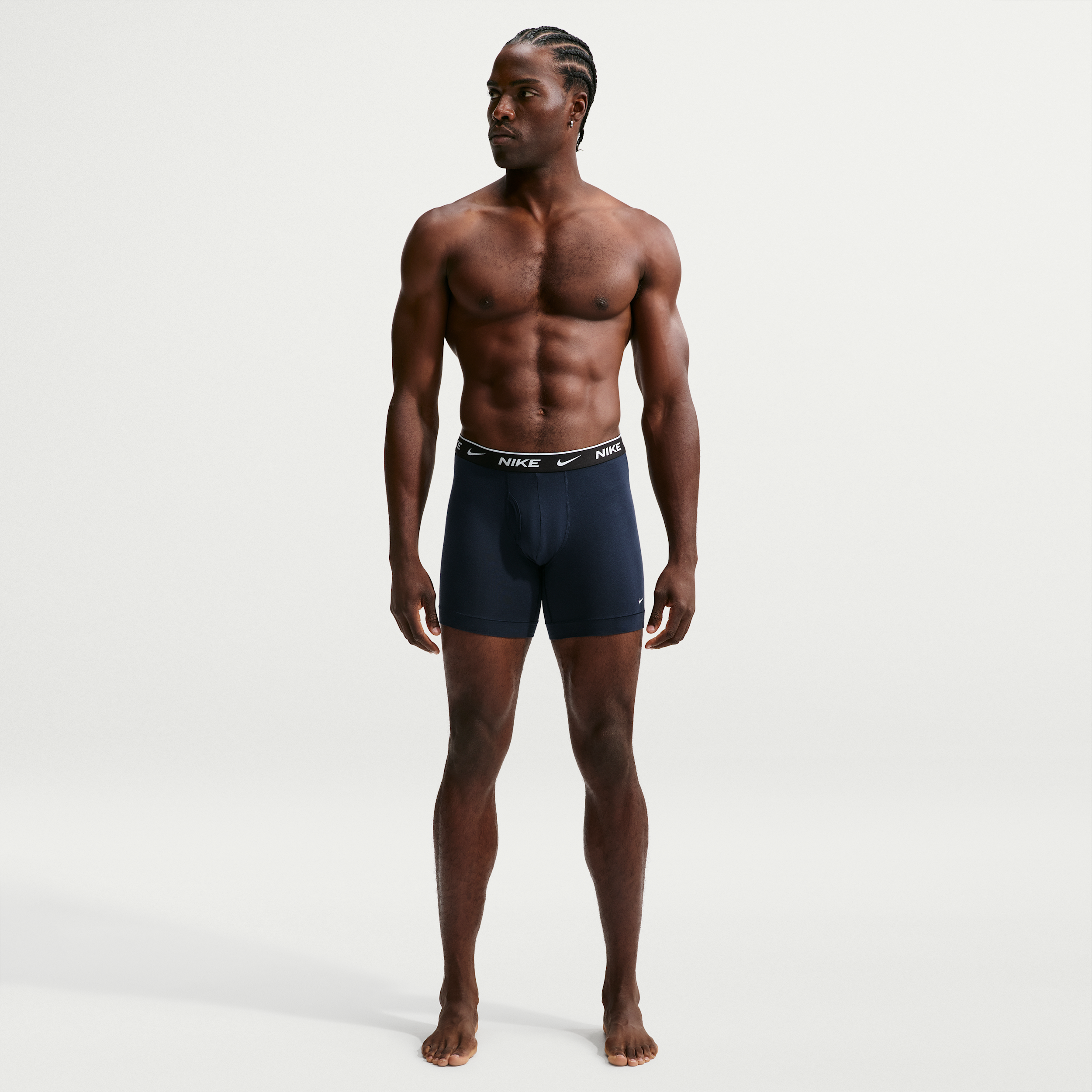 Nike Men's Dri-fit Essential Cotton Stretch Boxer Briefs, 3-Pack - Obsidian/Game Royal/Black