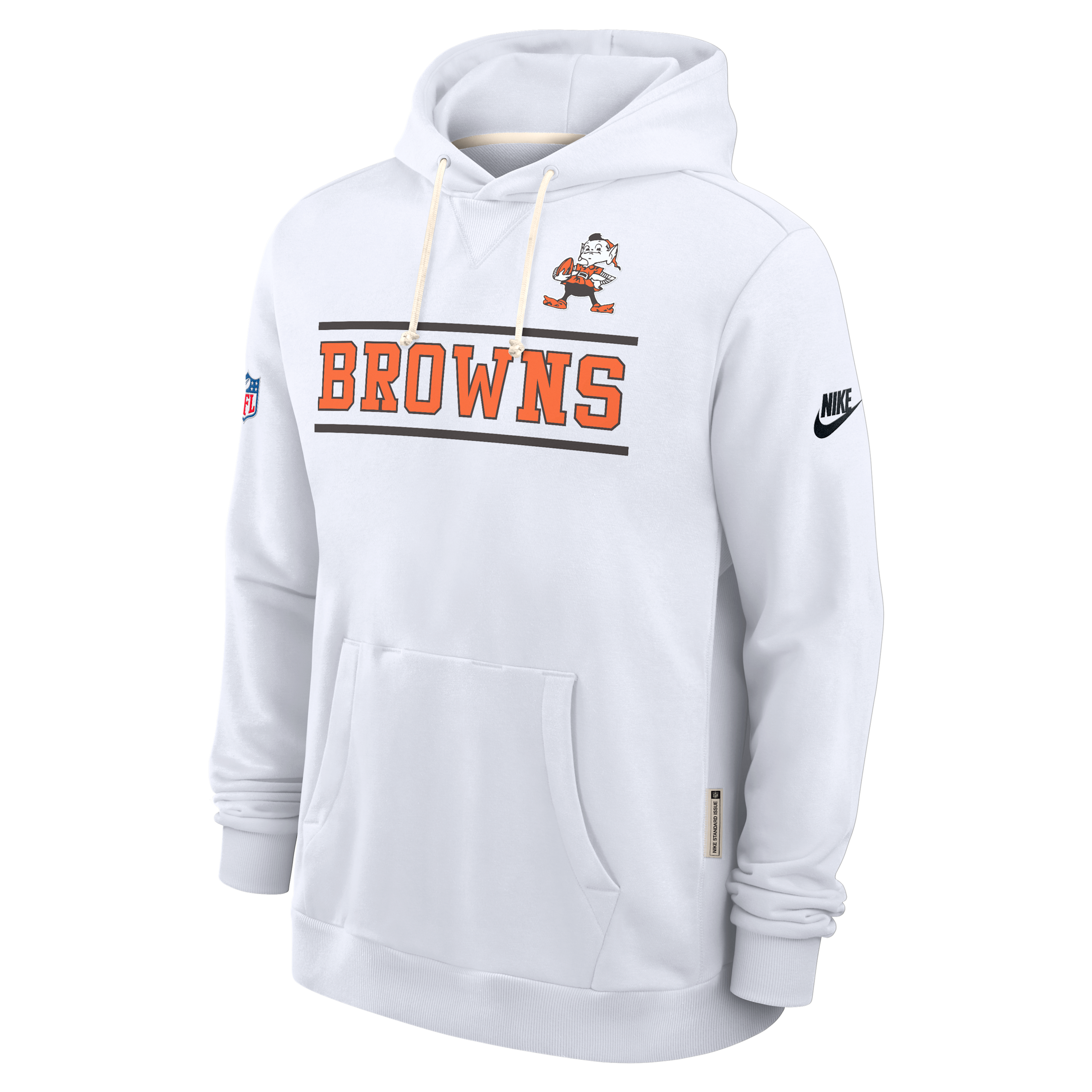 Cleveland Browns Alt Standard Issue Nike Men's Dri-FIT NFL Pullover Hoodie in White | 03AZ10AQ93-PT1