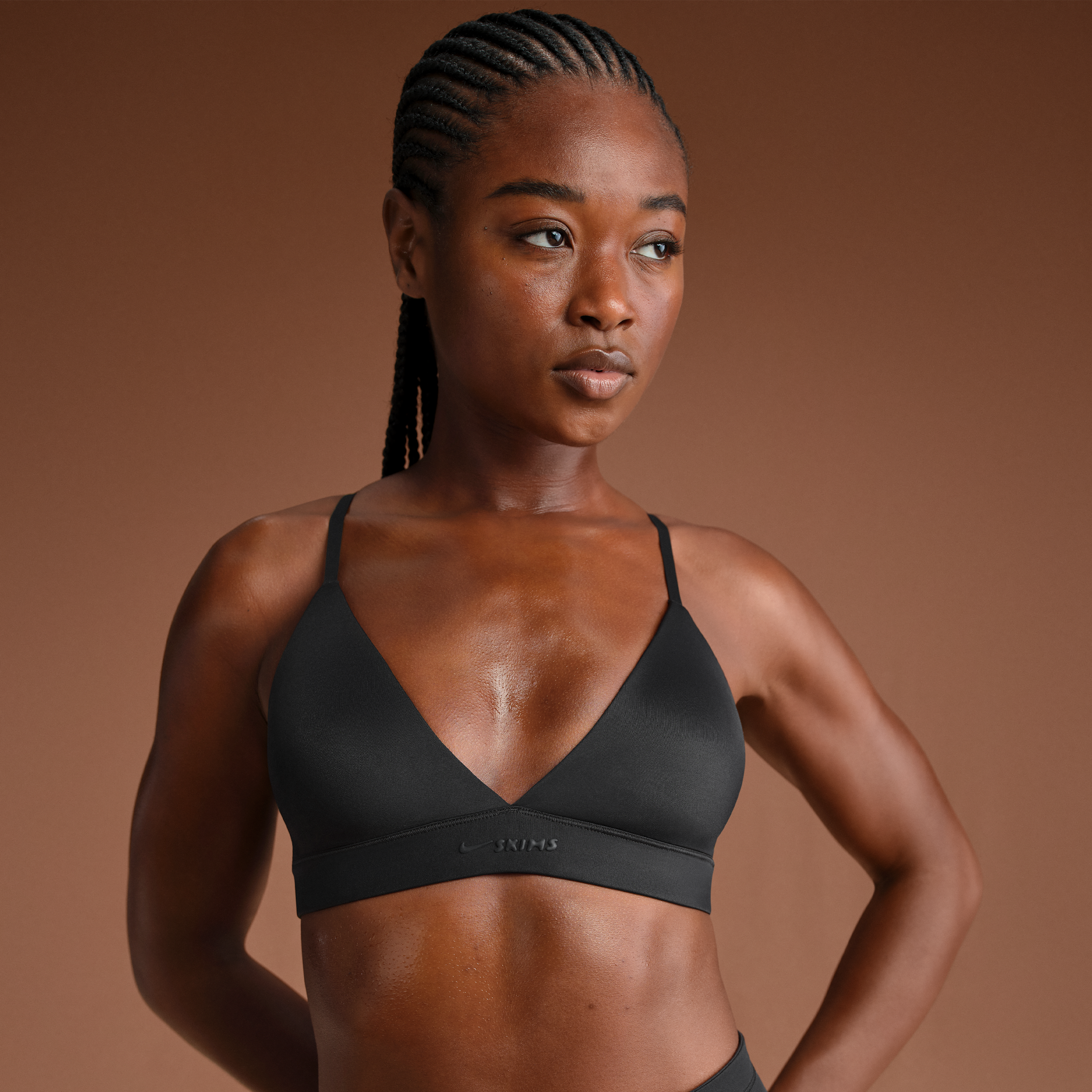 Nike Women'sskims Shine Triangle Bra In Black