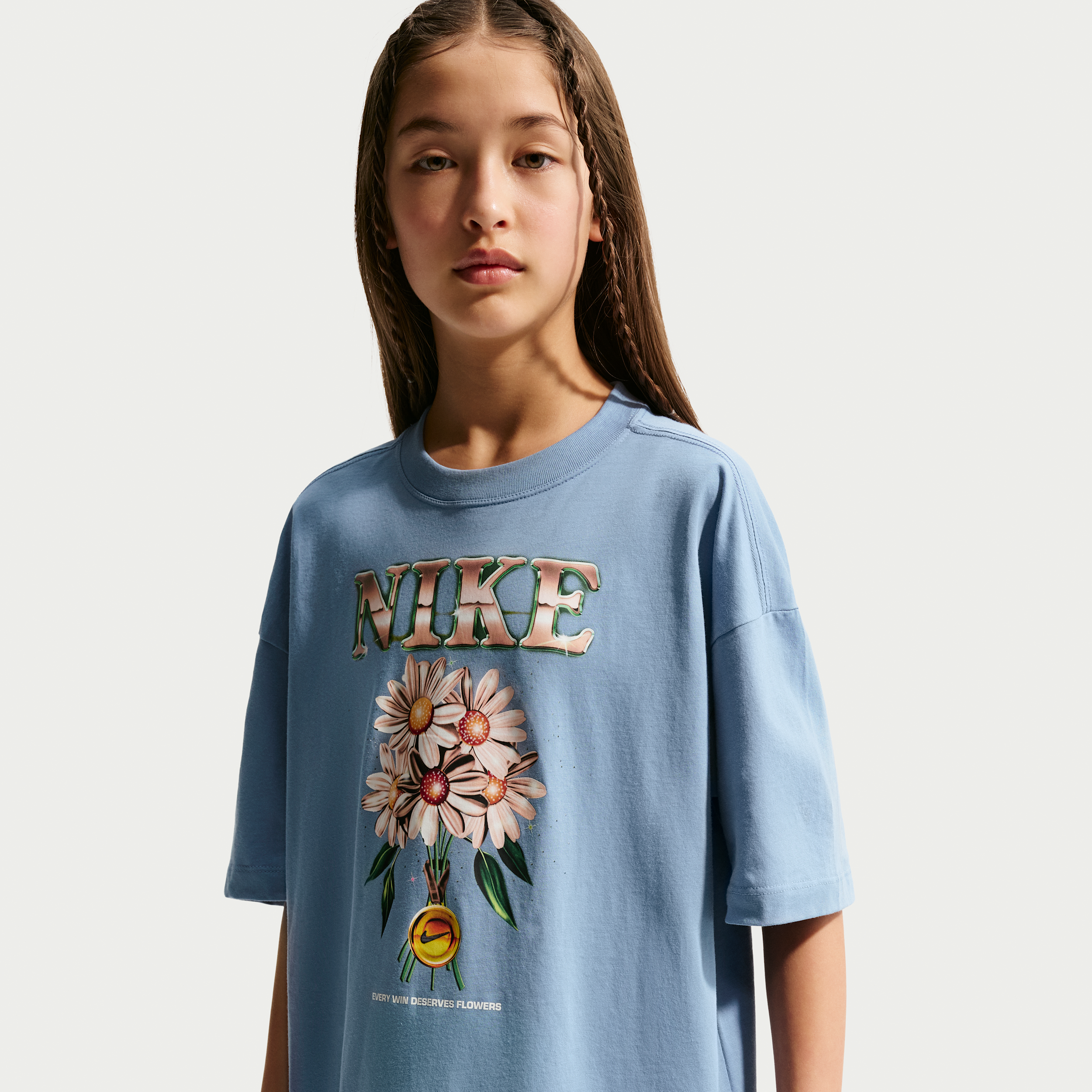Nike Sportswear Big Kids' (Girls') Oversized T-Shirt in Blue | IR5191-486