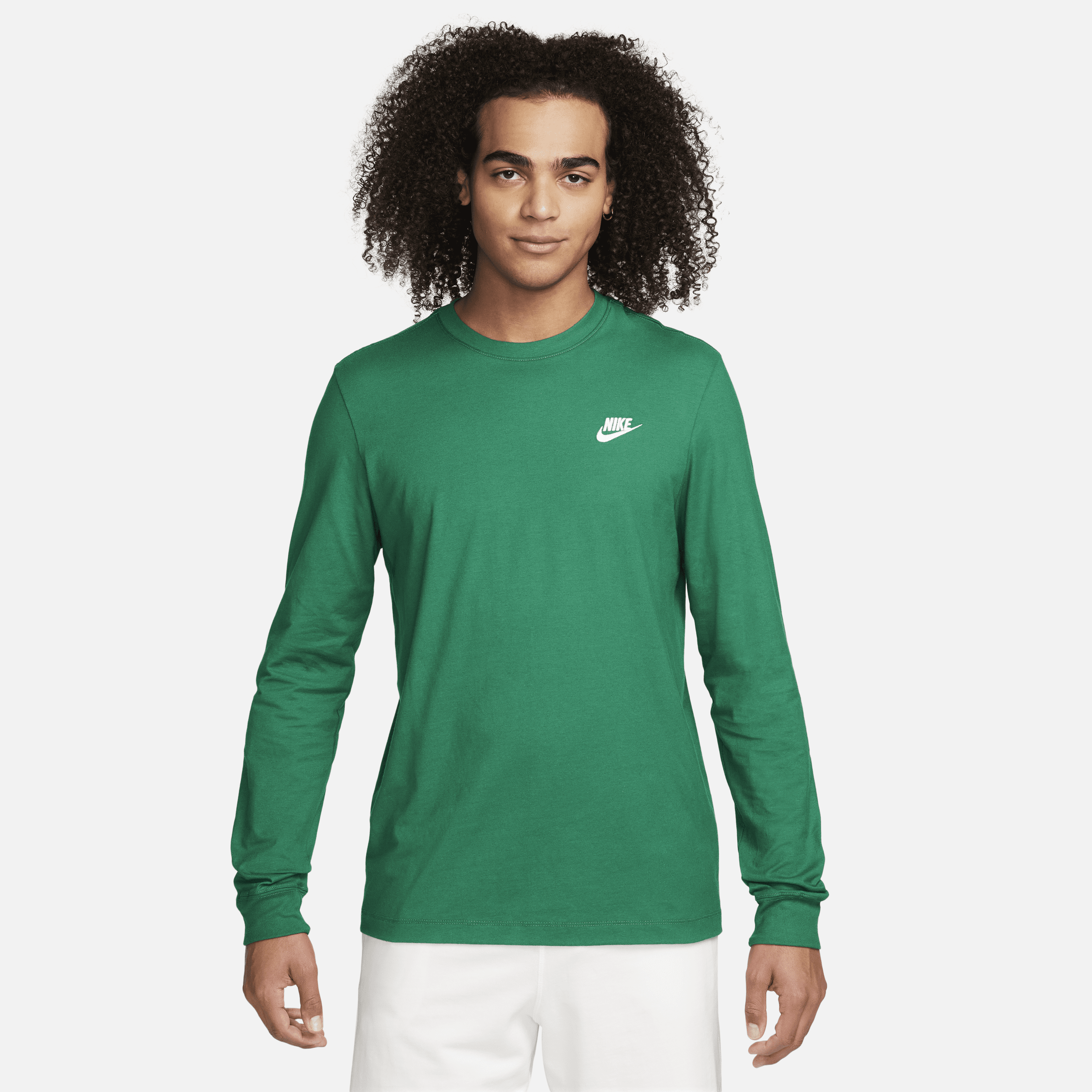Nike Men's  Sportswear Club Long-sleeve T-shirt In Green