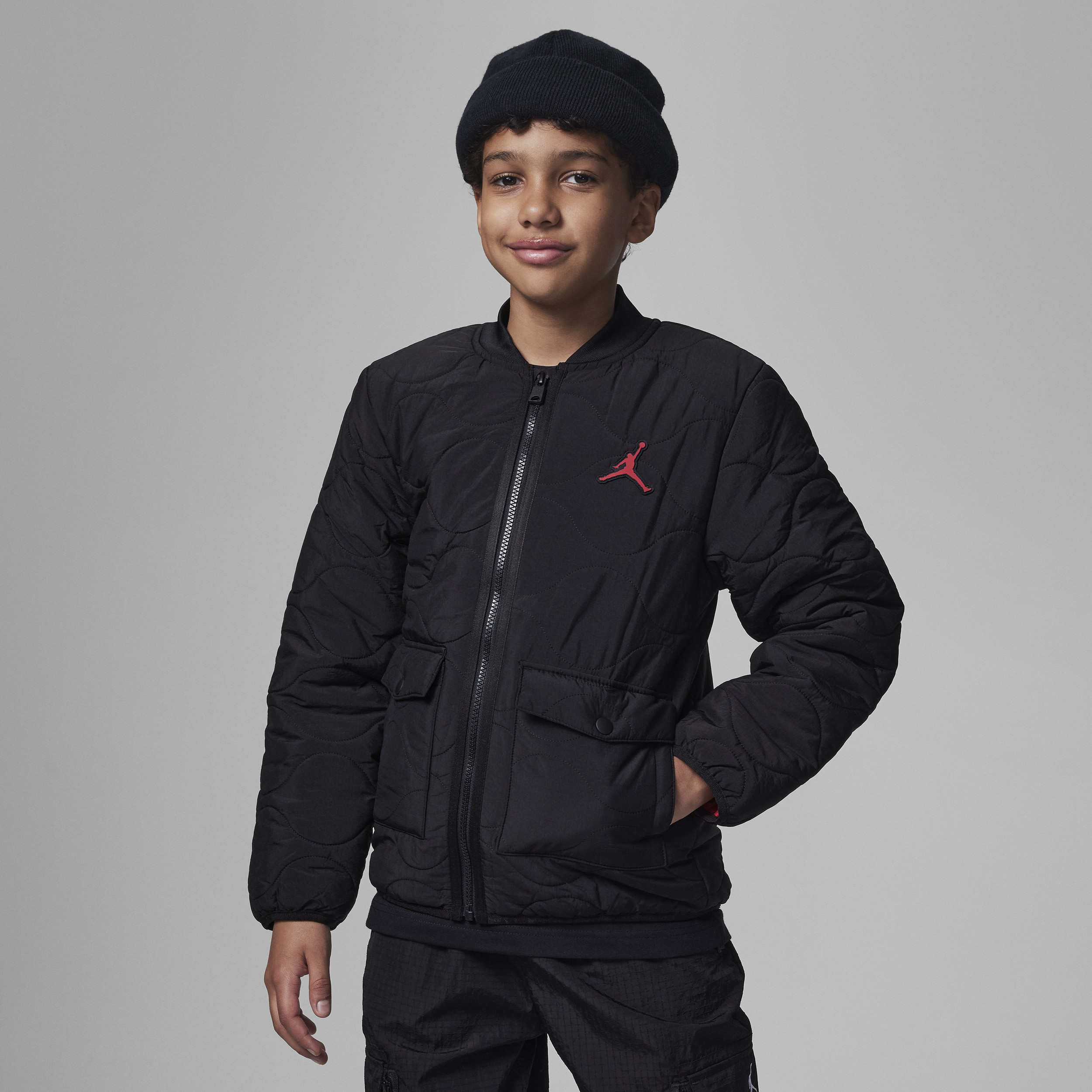 Jordan Quilted Liner Jacket Big Kids Jacket In Black