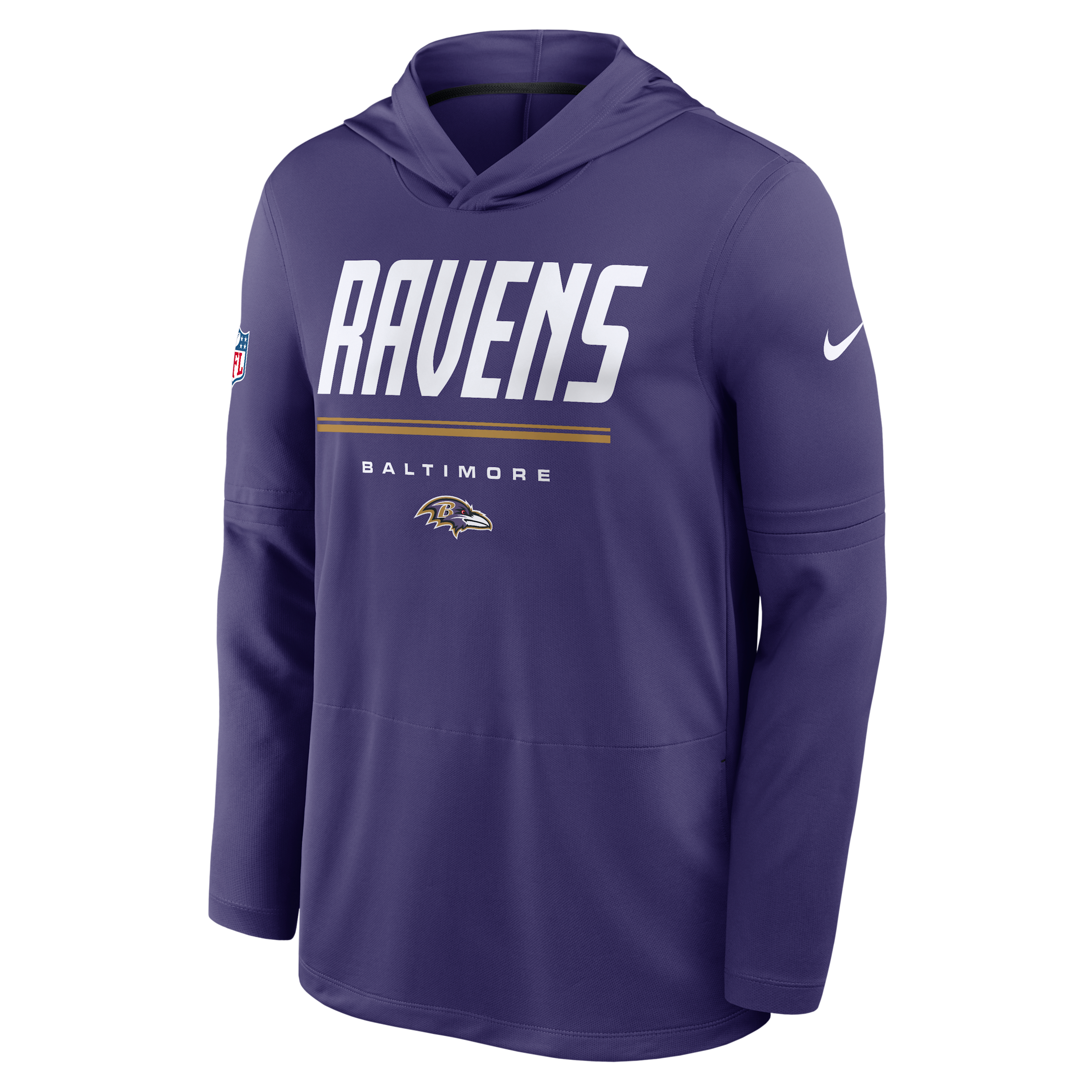 Baltimore Ravens Sideline Nike Men's Dri-FIT NFL Long-Sleeve Hooded Top in Purple | 03B9061Y8G-TG4