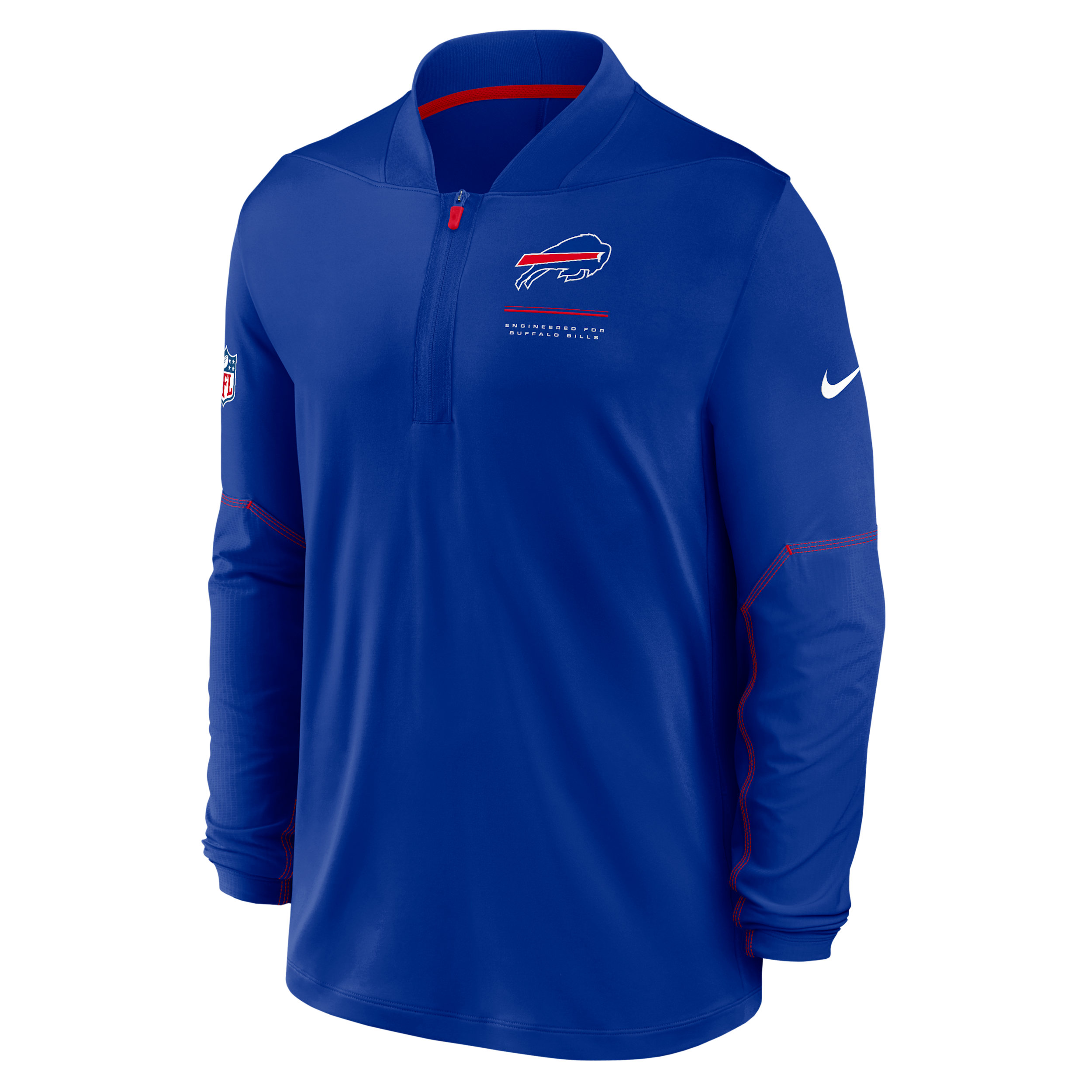 Nike Men's Royal Buffalo Bills Sideline Logo Glory Midweight Dri-fit Half-Zip Pullover - Royal, Red
