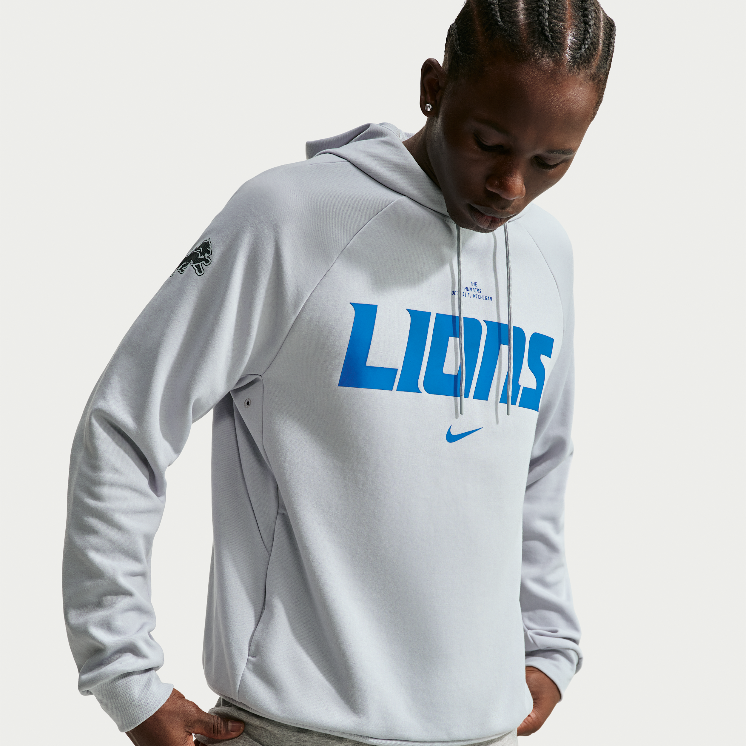 Detroit Lions Rivalries Collection Primary Nike Men's Dri-FIT NFL Pullover Hoodie in Grey | 03EJ07R9J-XM3