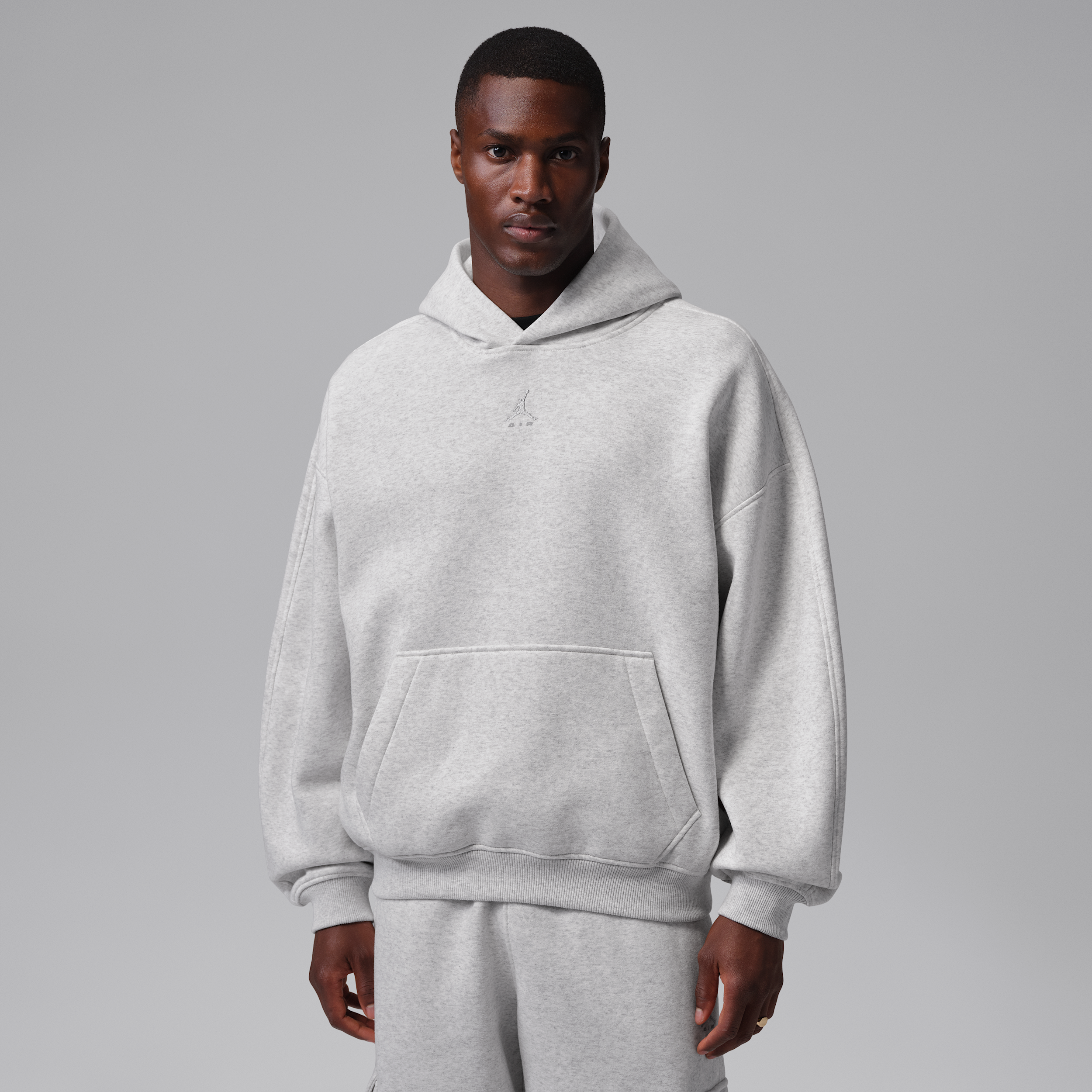 Men's Jordan Brooklyn Oversized Fleece Pullover Hoodie in Grey | IM8911-054
