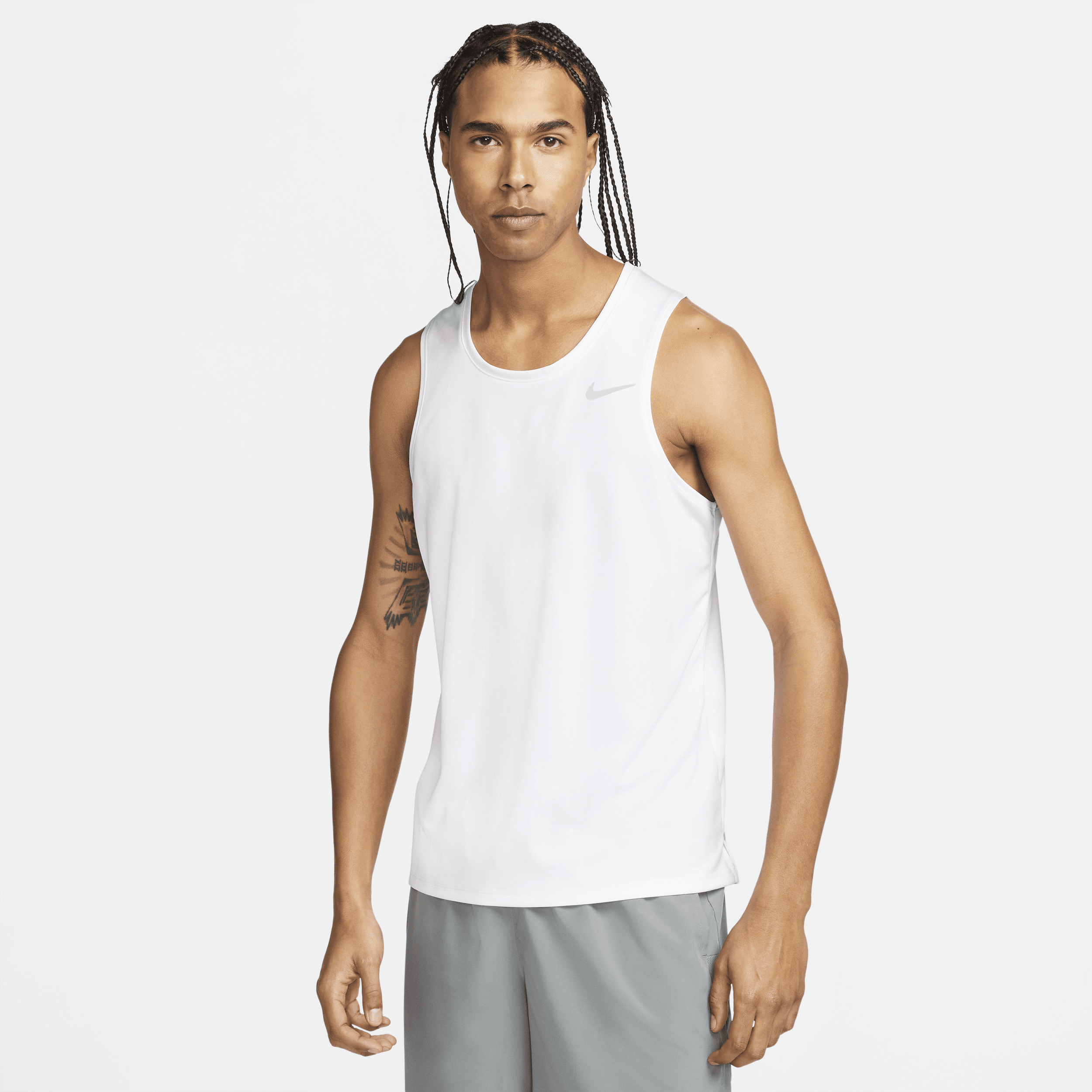Shop Nike Men's Miler Dri-fit Running Tank Top In White