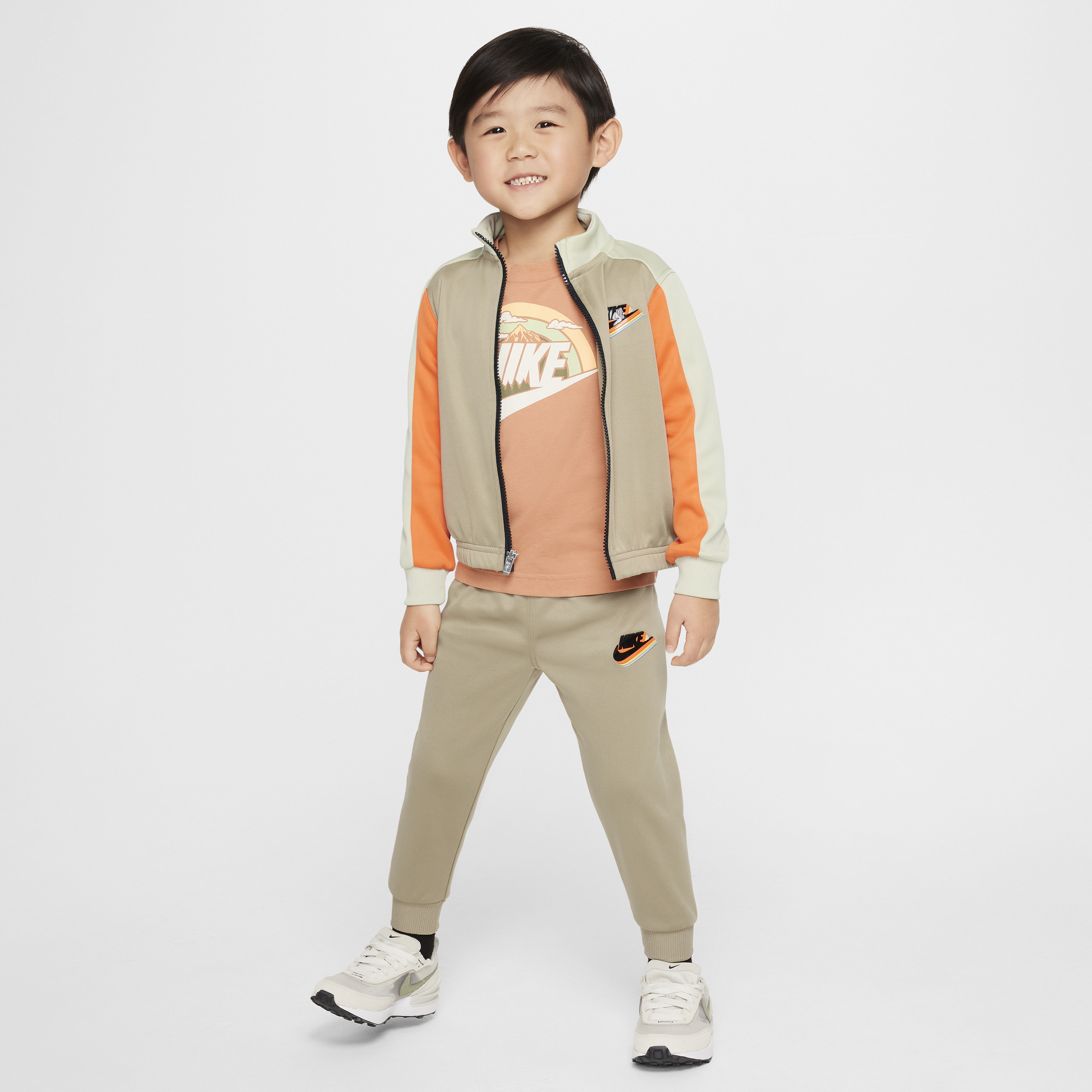 Shop Nike Sportswear Dri-fit Reimagine Toddler Tricot Set In Brown