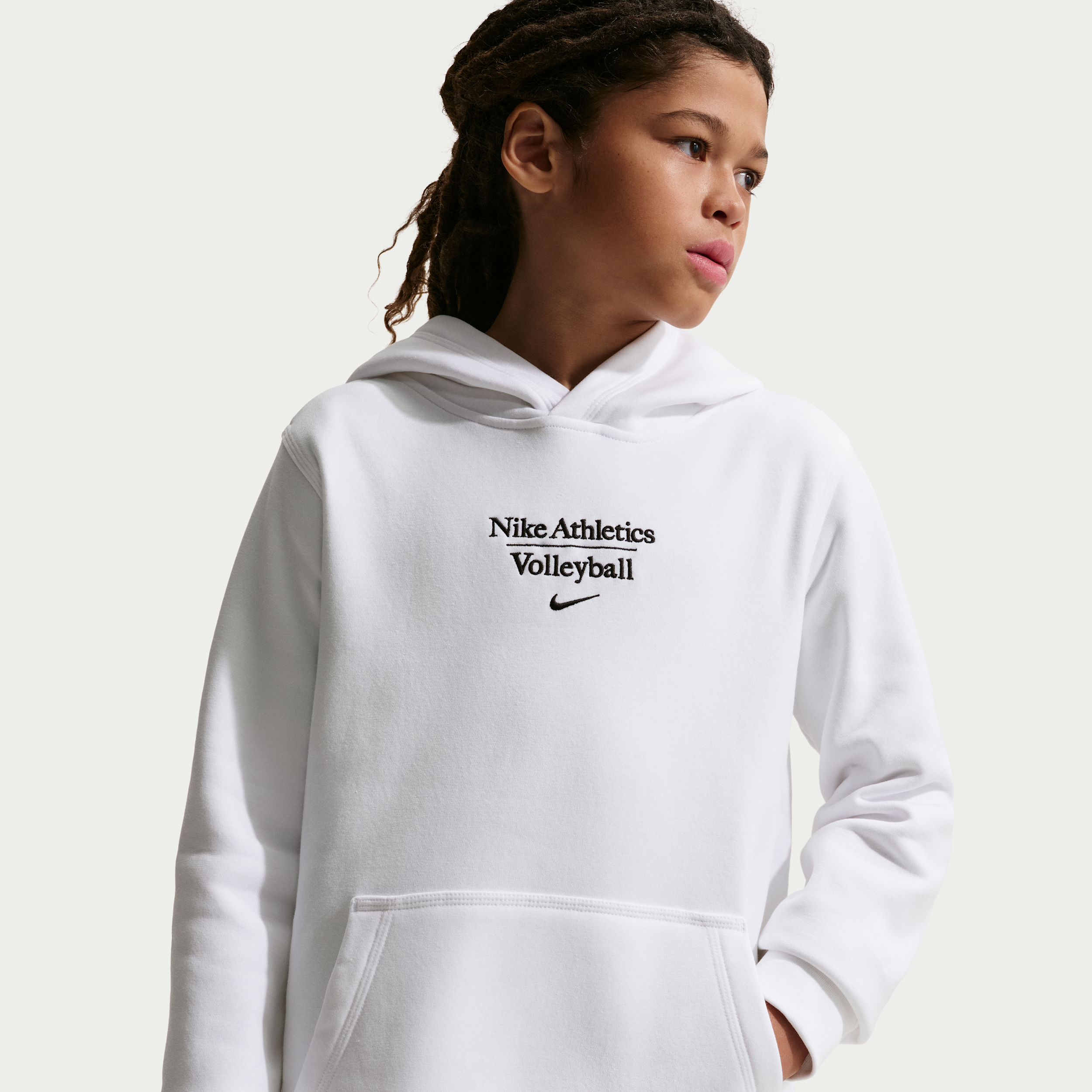 Nike Big Kids' Volleyball Pullover Hoodie in White | APS553NAVB-WHT