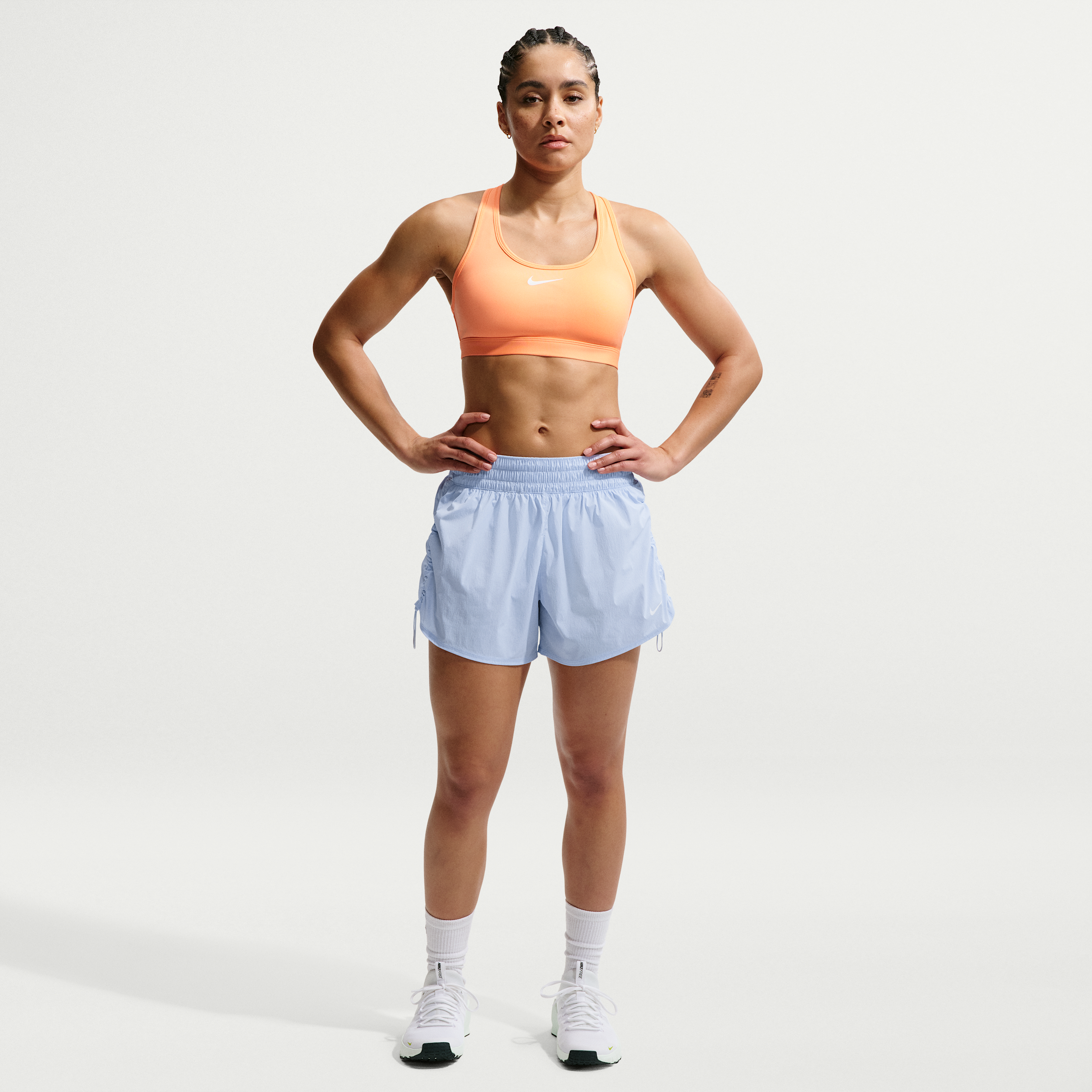 Nike Women's One Dri-FIT Brief-Lined High-Waisted 5" Shorts in Blue | IB9226-412