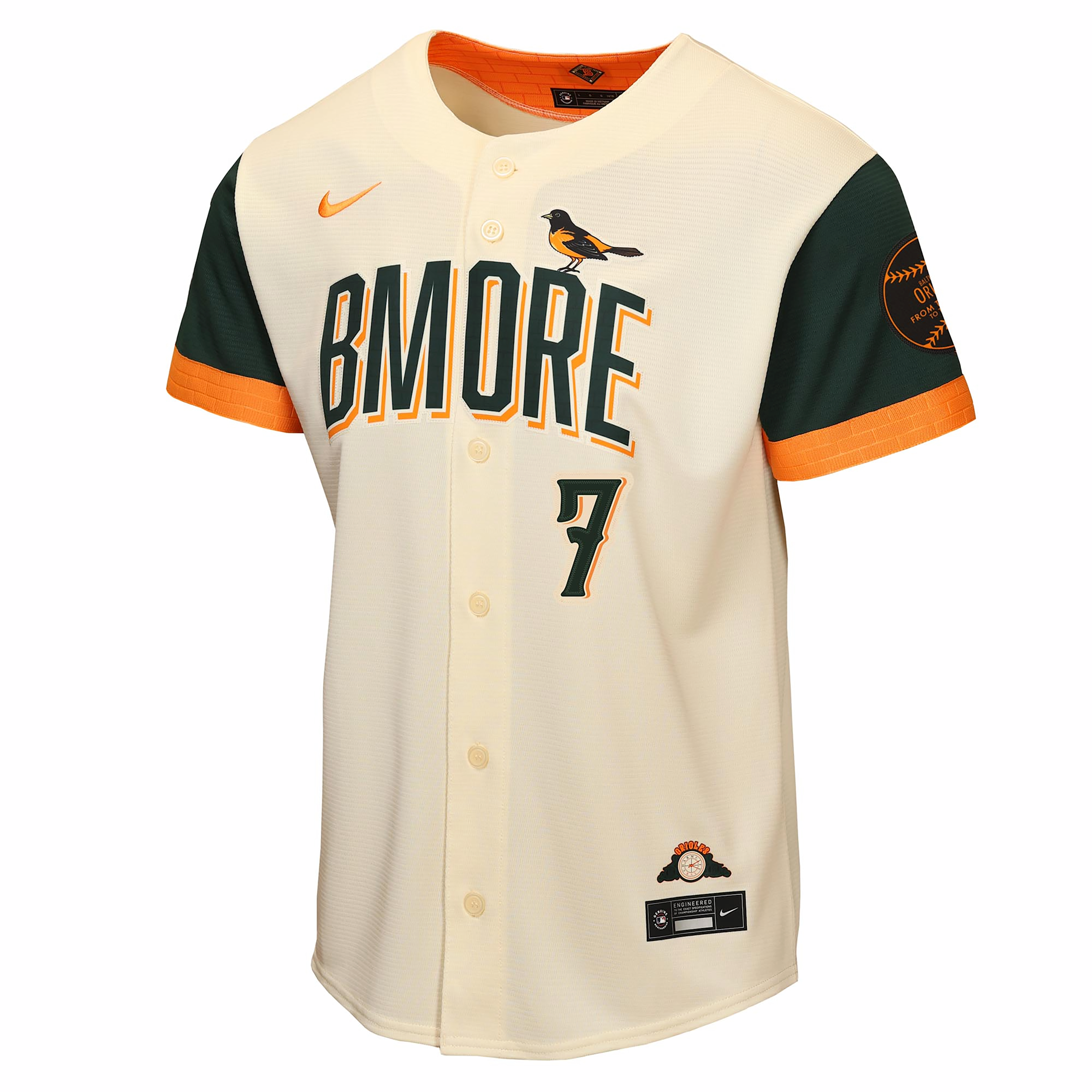 Jackson Holliday Baltimore Orioles City Connect Big Kid's Nike MLB Stadium Jersey in White | B7HCCP00BALHJ-NKX