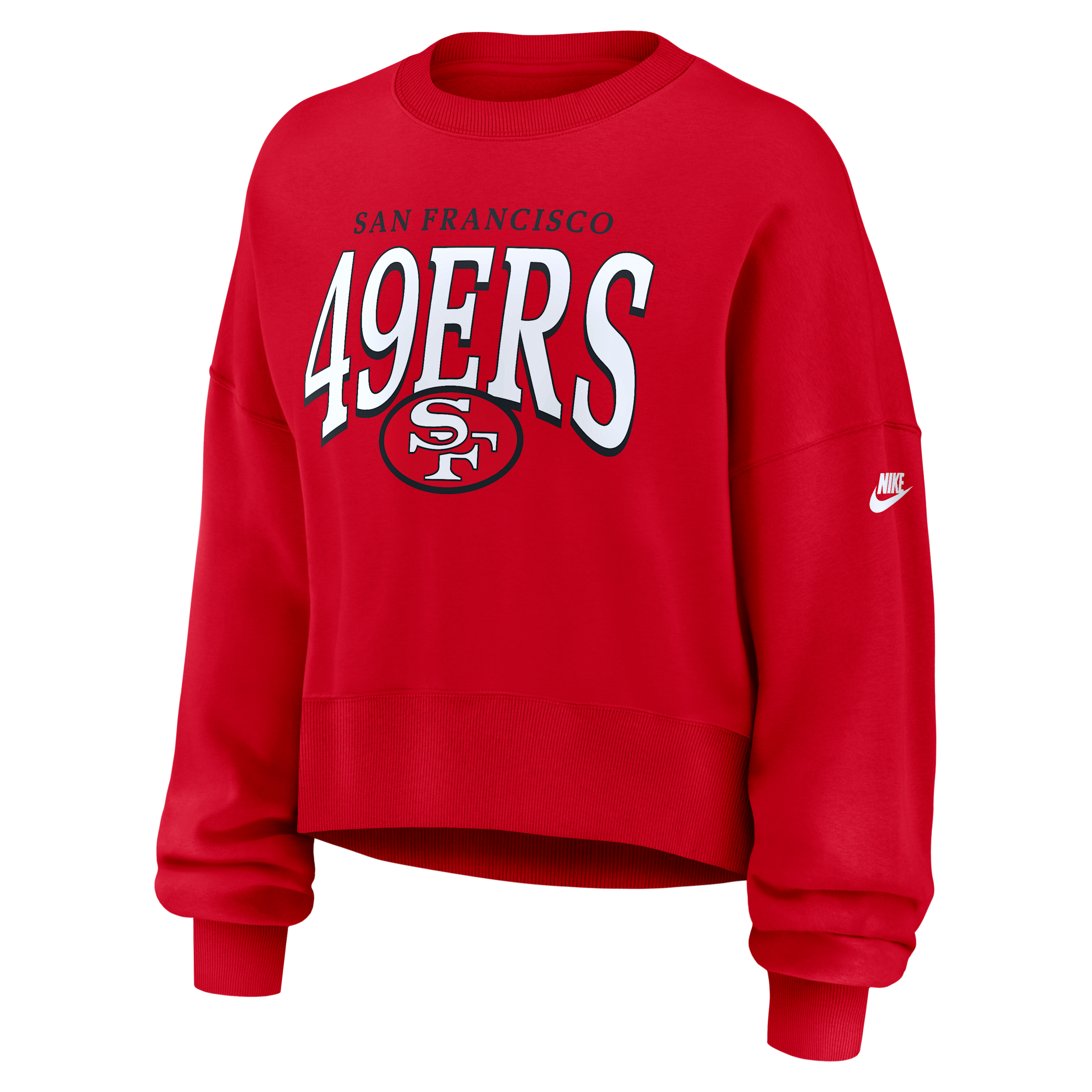 San Francisco 49ers Rewind Phoenix Nike Women's NFL Oversized Pullover Crew in Red | 01D765N73V-NYG