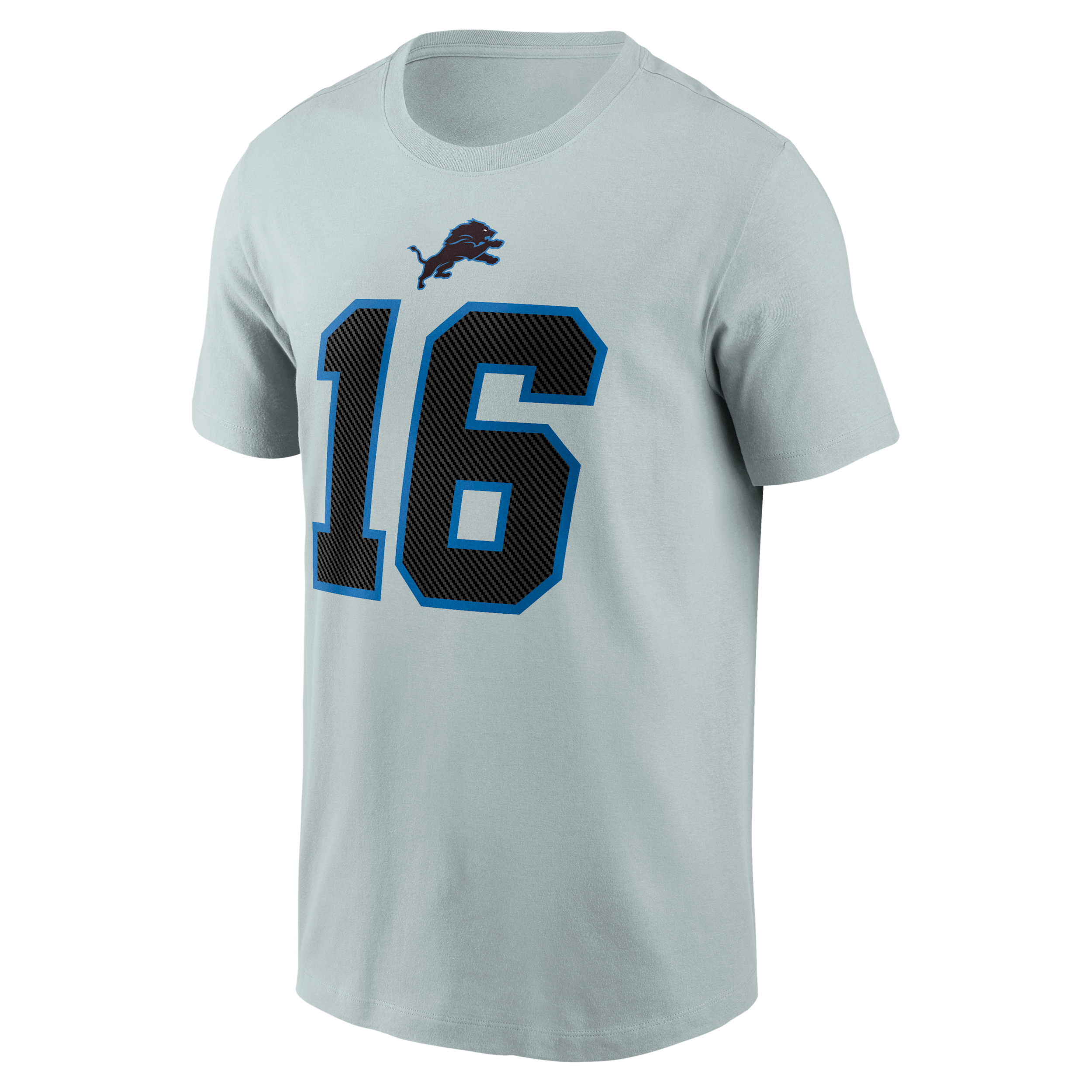 Men's Nike Jared Goff Silver Detroit Lions 2026 Rivalries Collection Player Name & Number T-Shirt