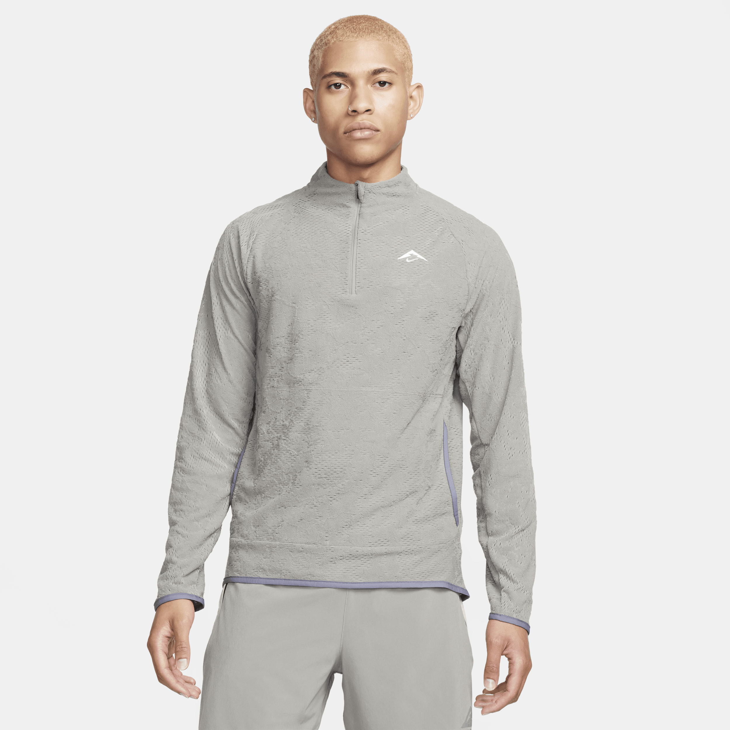 Shop Nike Men's Trail Dri-fit 1/2-zip Running Top In Grey