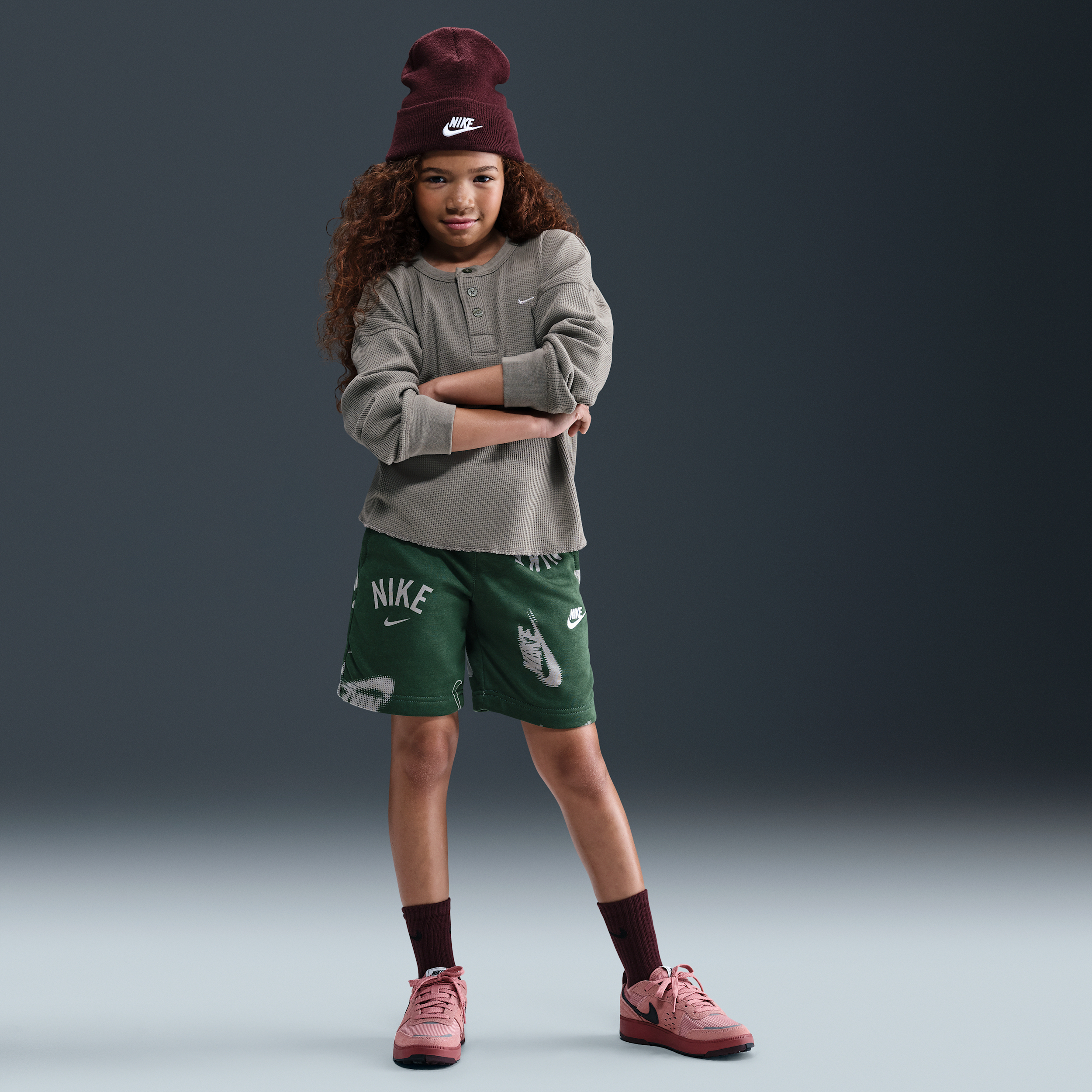 Nike Sportswear Club Big Kids' French Terry Shorts in Green | HJ2644-323