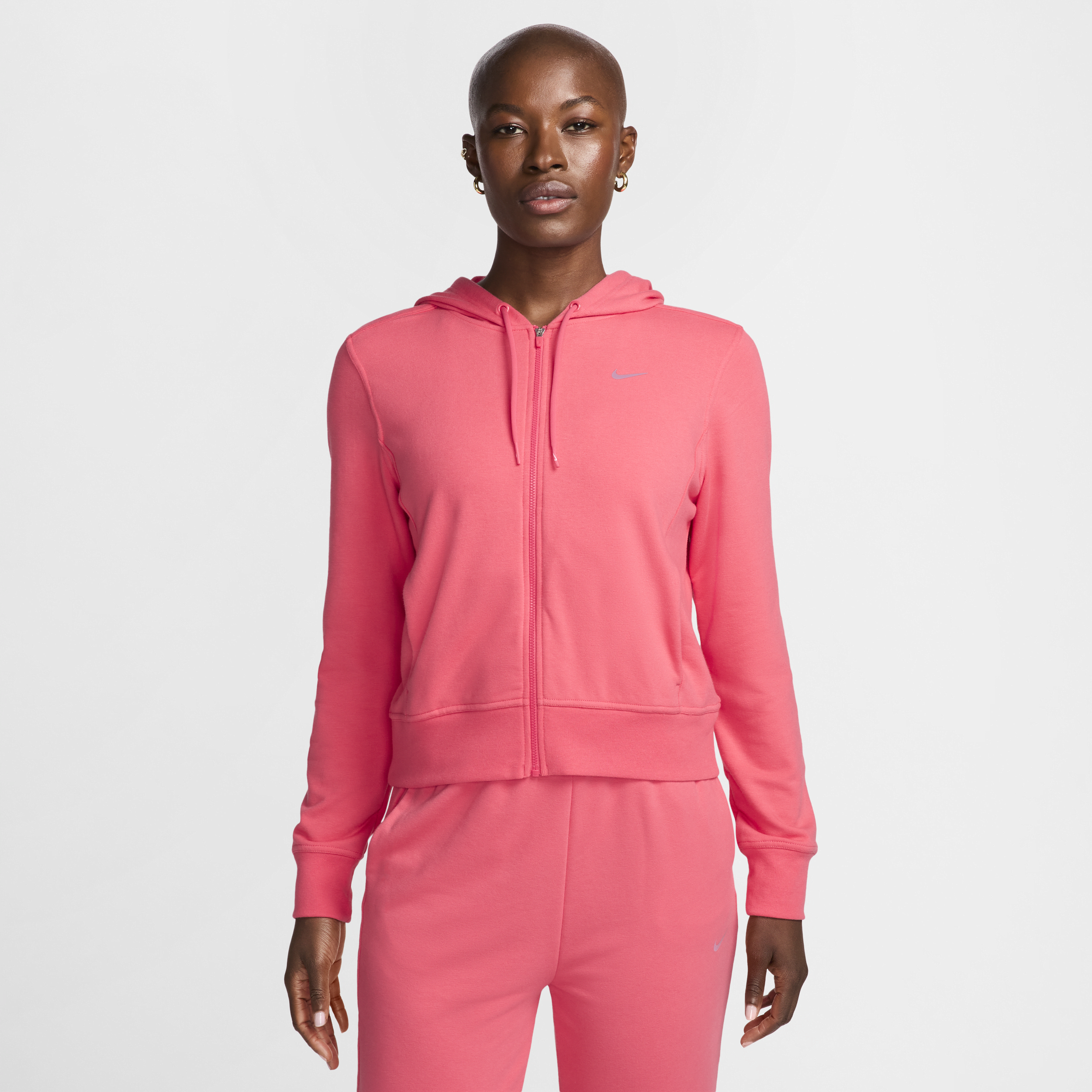 Nike Women's Dri-fit One Full-zip French Terry Hoodie In Pink