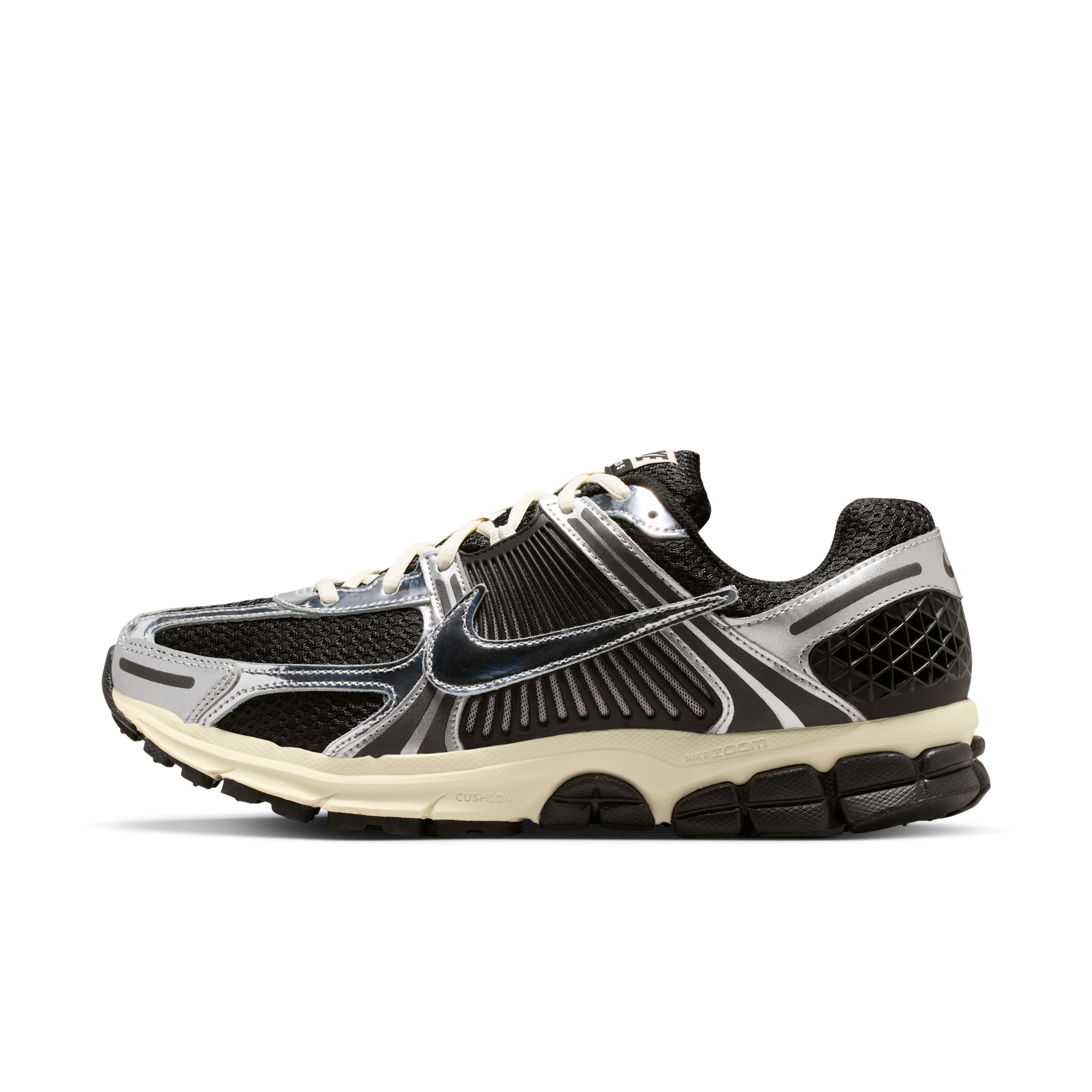 Nike Men's Zoom Vomero 5 Shoes, Size 6, Black/Chrome/Metallic Silver