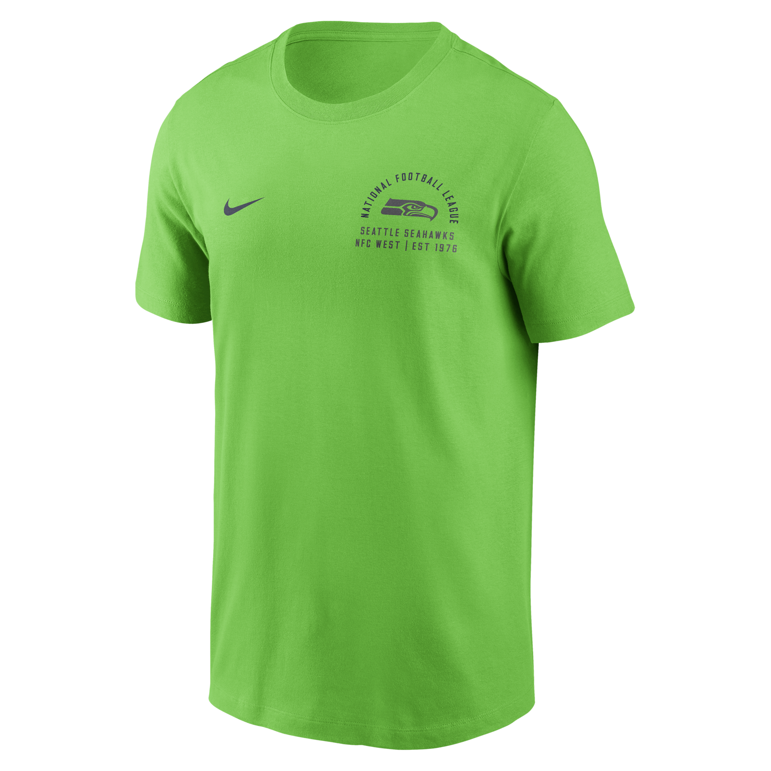 Nike Men's Seattle Seahawks Screen-Print Graphics Cotton Crewneck T-Shirt - Neon Green