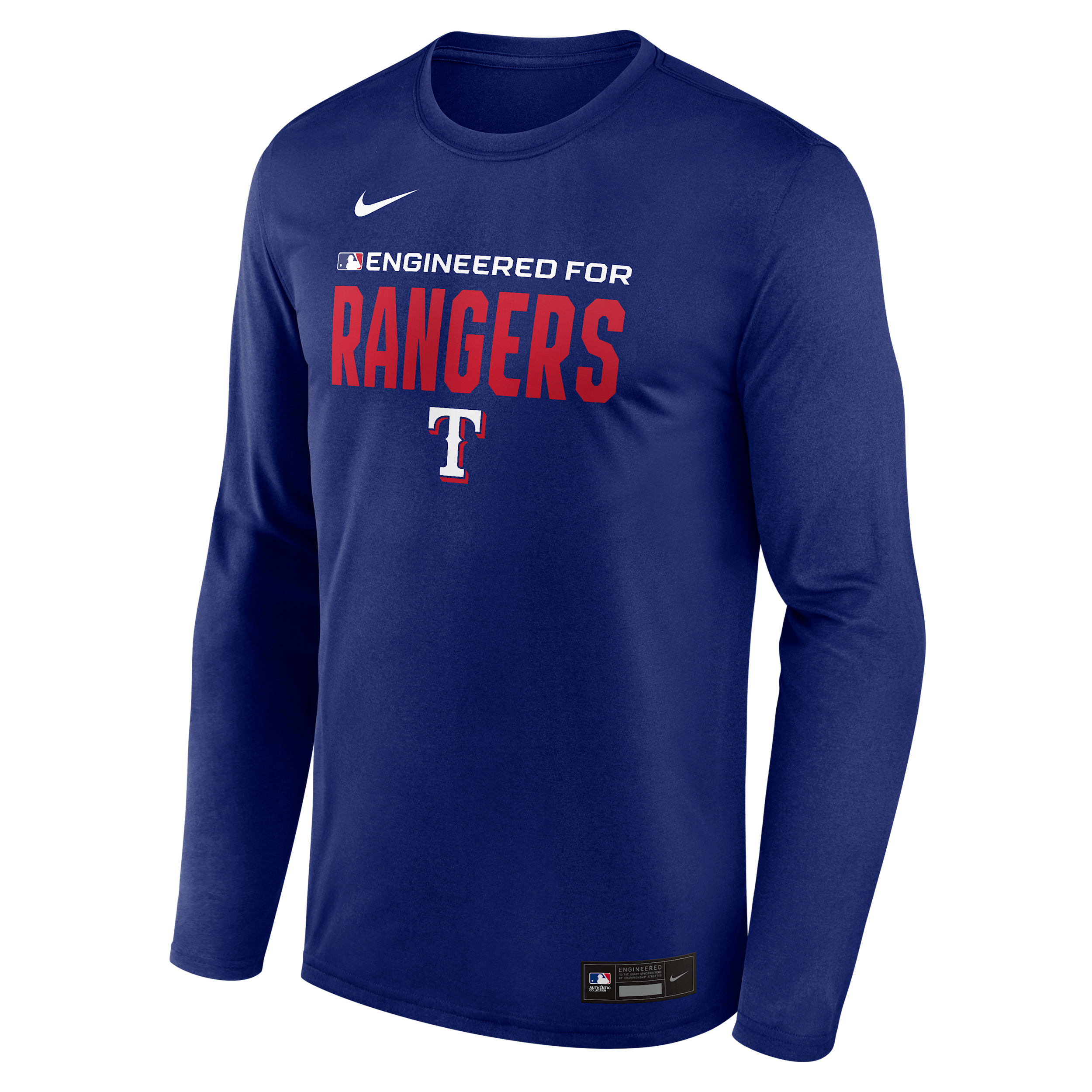 Texas Rangers Authentic Collection Team Issue Nike Men's Dri-FIT MLB Long-Sleeve T-Shirt in Blue | 02TJ47XTER-JE6