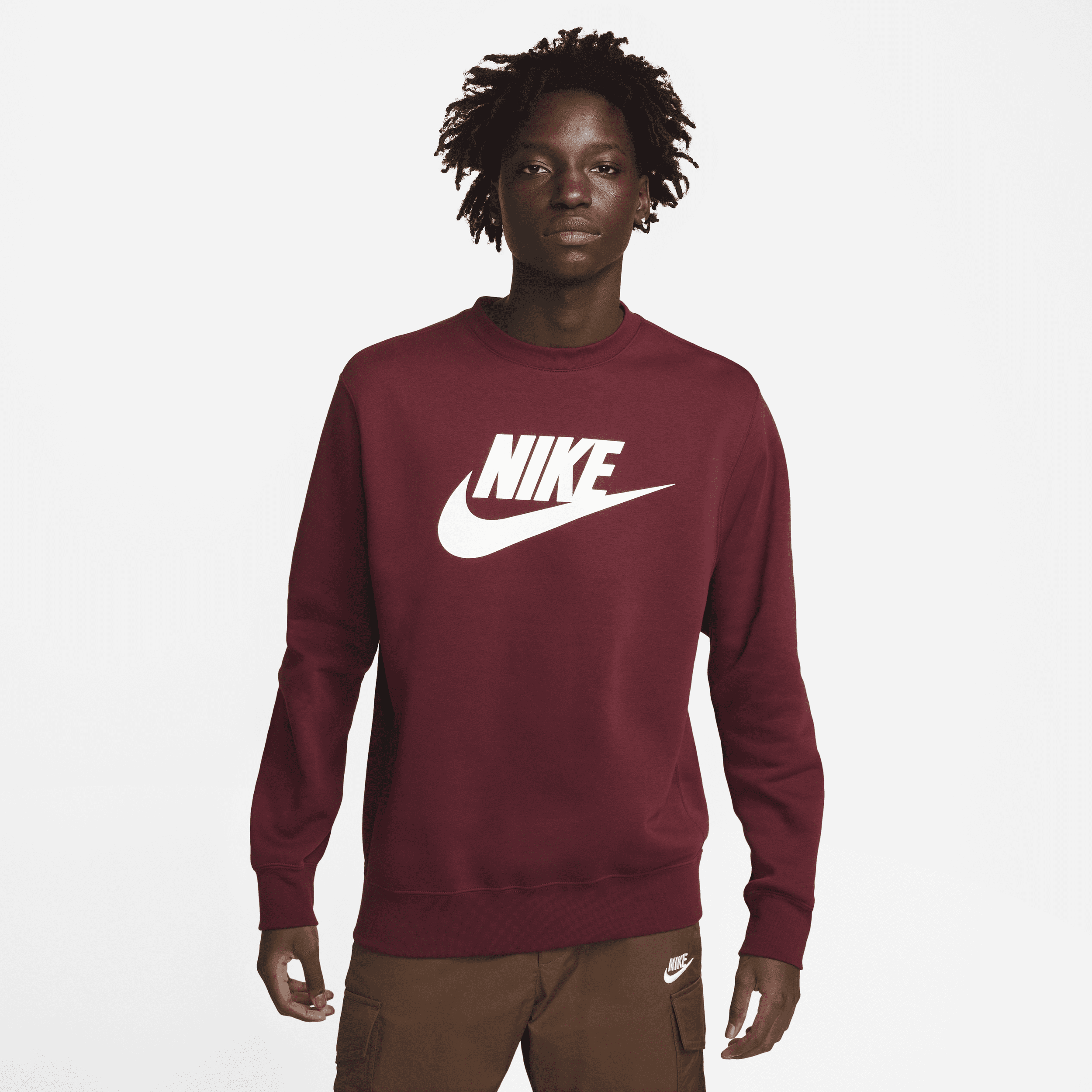 Nike Men's  Sportswear Club Fleece Graphic Crew In Red
