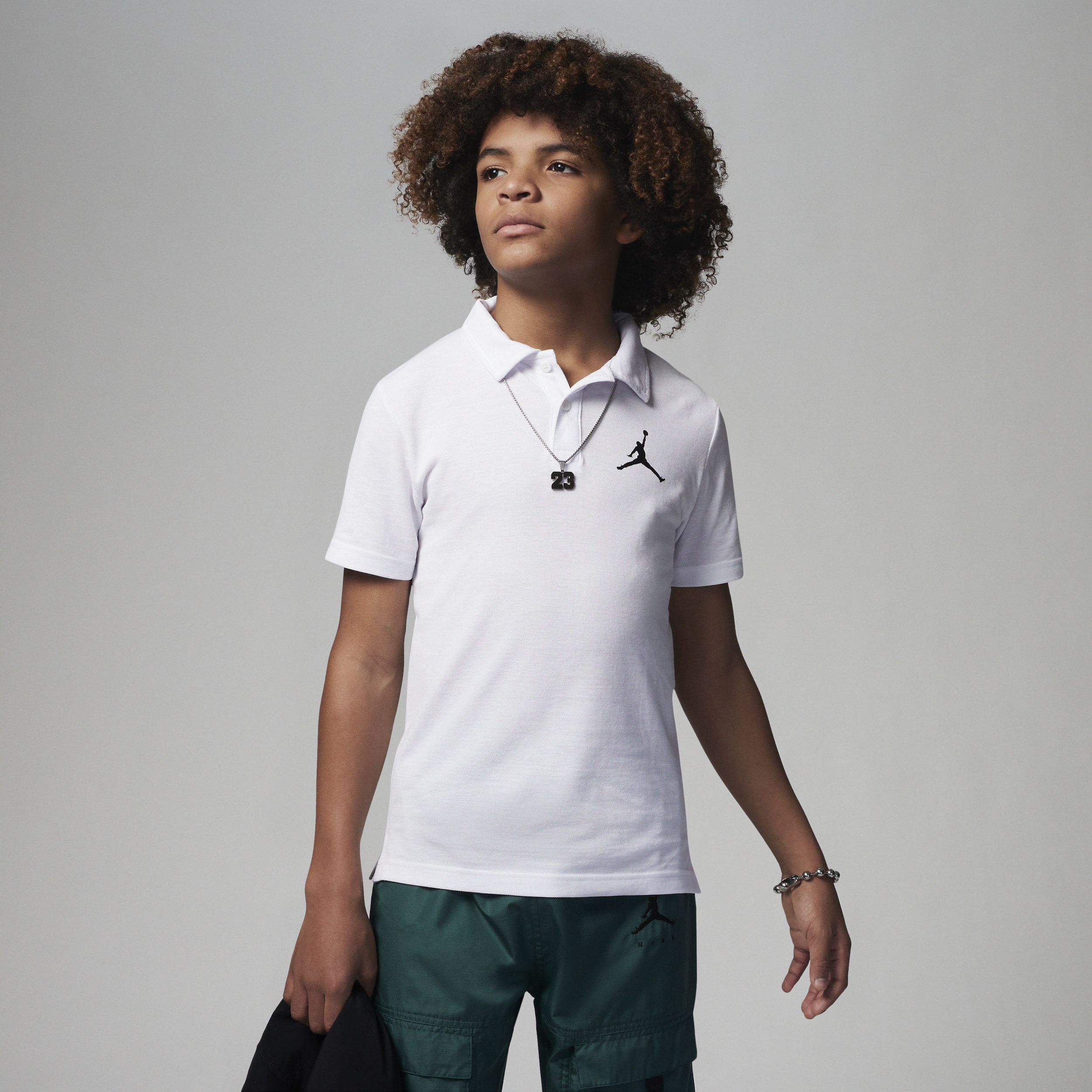 Jordan Boys' Jumpman Logo Pique Polo Shirt - Big Kid In White