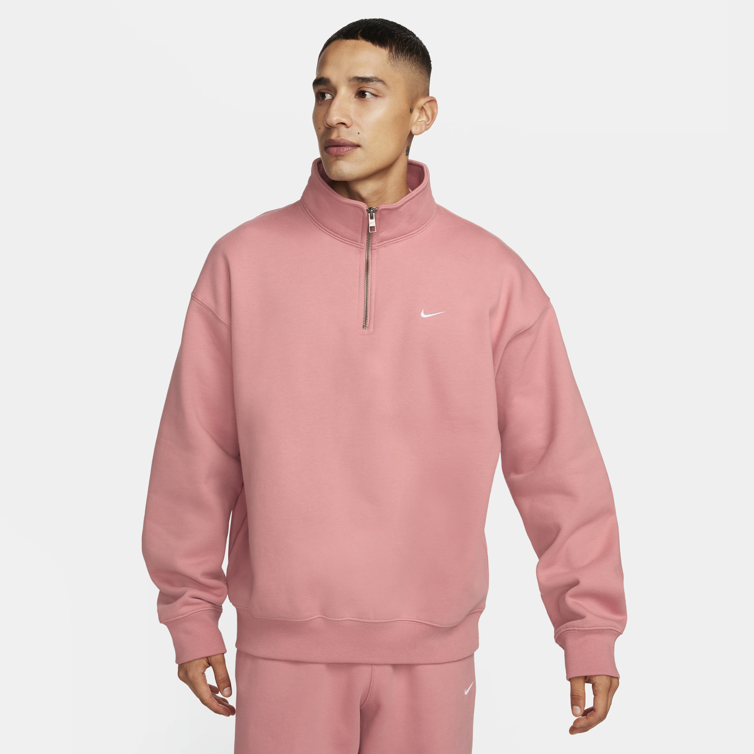Shop Nike Men's Solo Swoosh 1/4-zip Top In Pink