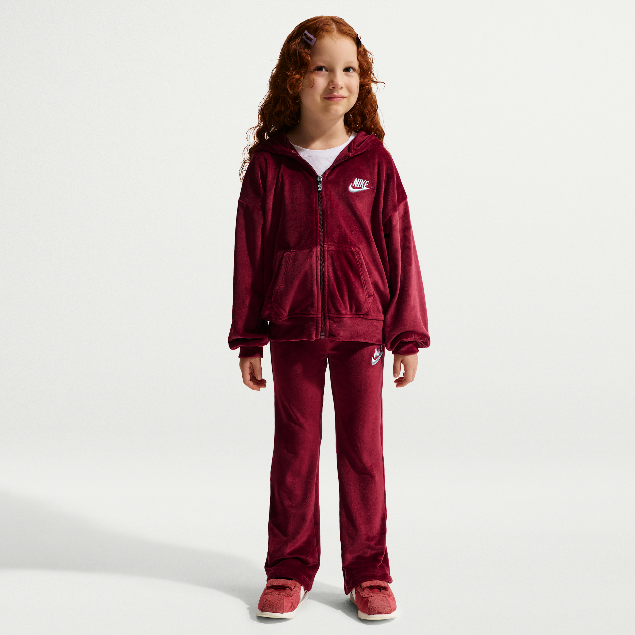 Nike Toddlers & Little Girls 4T-6T 2-Piece Hoodie and Velour Flared Leggings Set - Tough Red