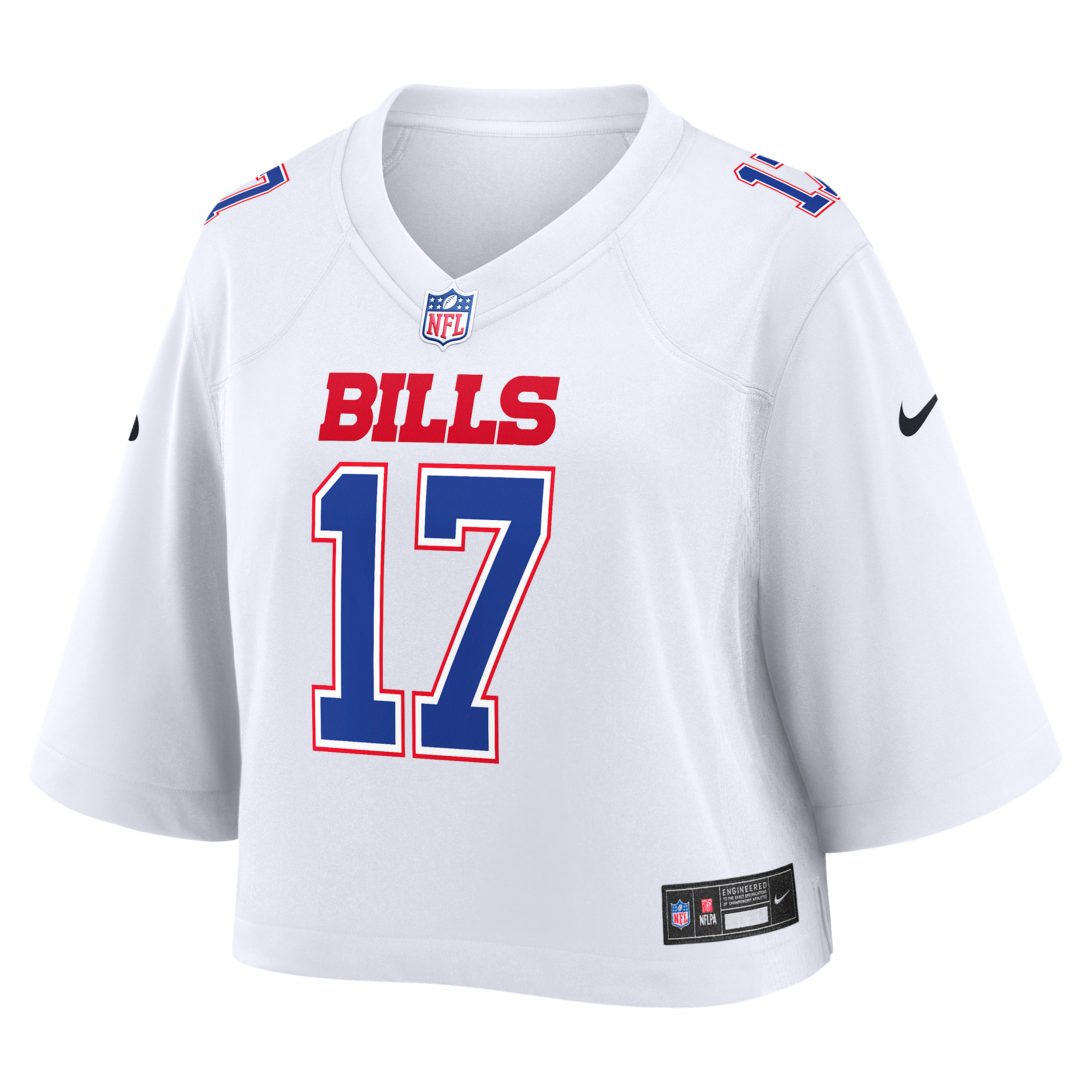 Josh Allen Buffalo Bills Nike Women's NFL Cropped Tundra Game Jersey in White | WCJF10A81F-69K