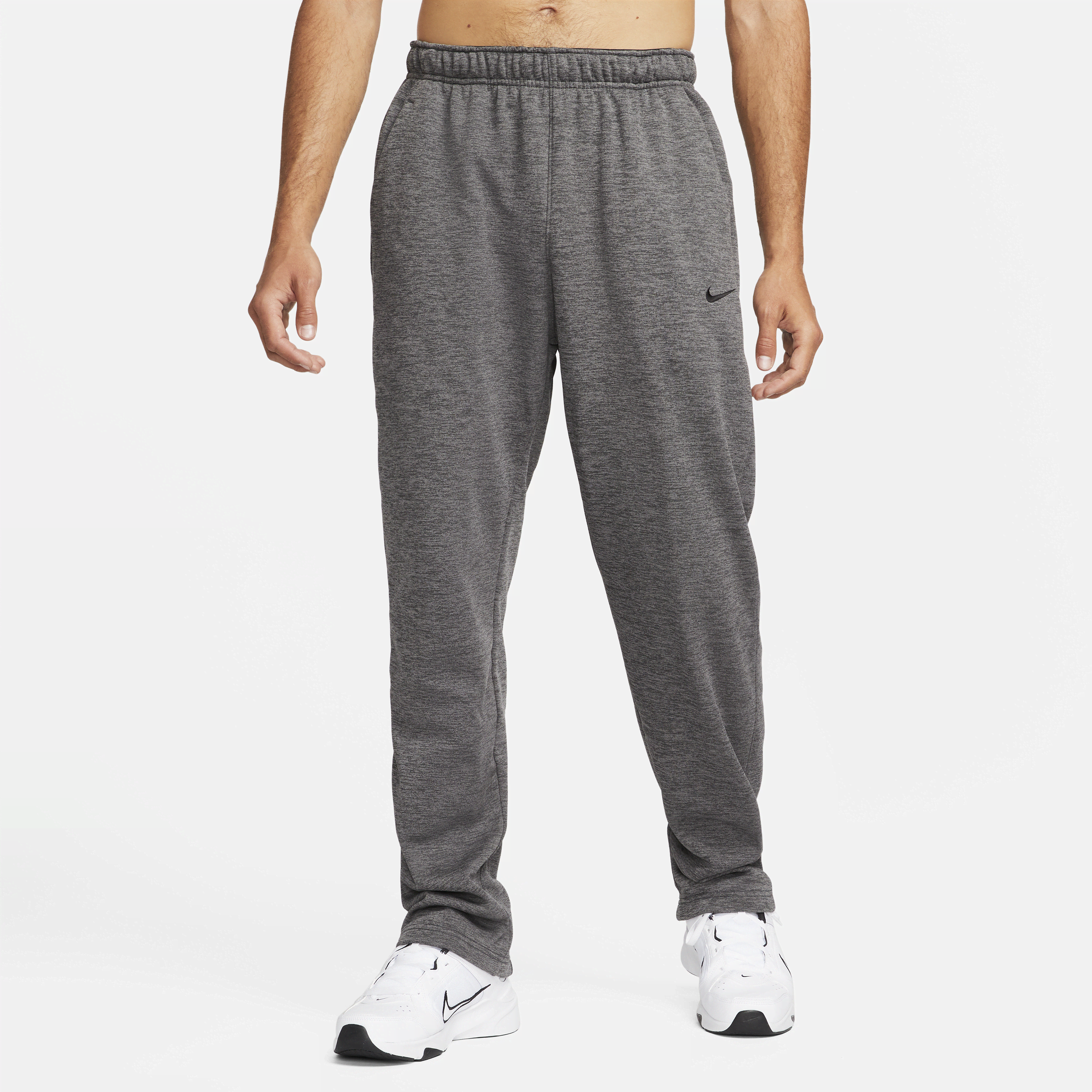 Nike Sweatpantstherma-Fit Mens Straight Mid Rise Regular Fit Workout Pant, Medium, Gray