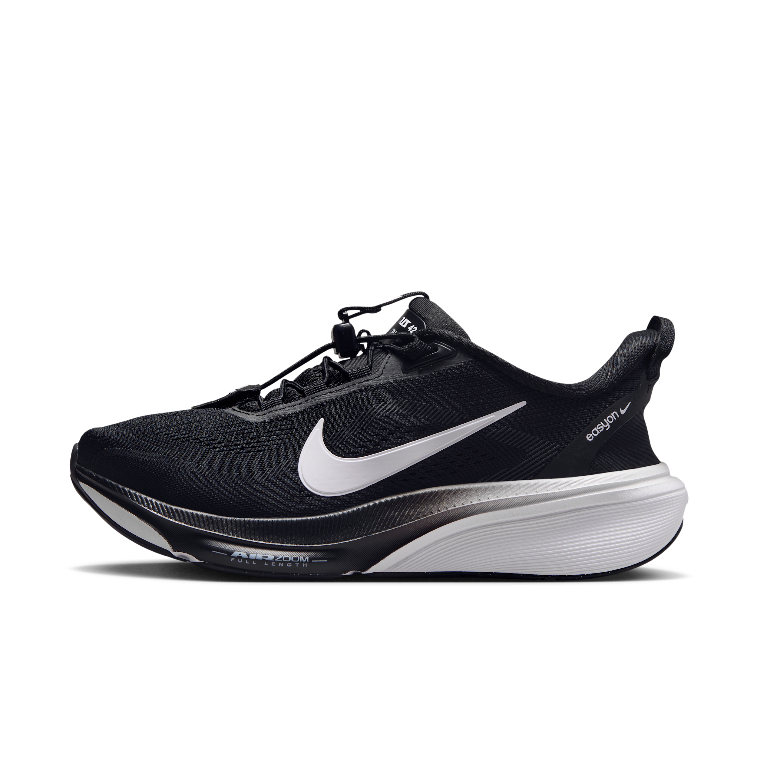 Nike Women's Pegasus 42 EasyOn Running Shoes, Size 5, Black/White/Dk Smoke Grey