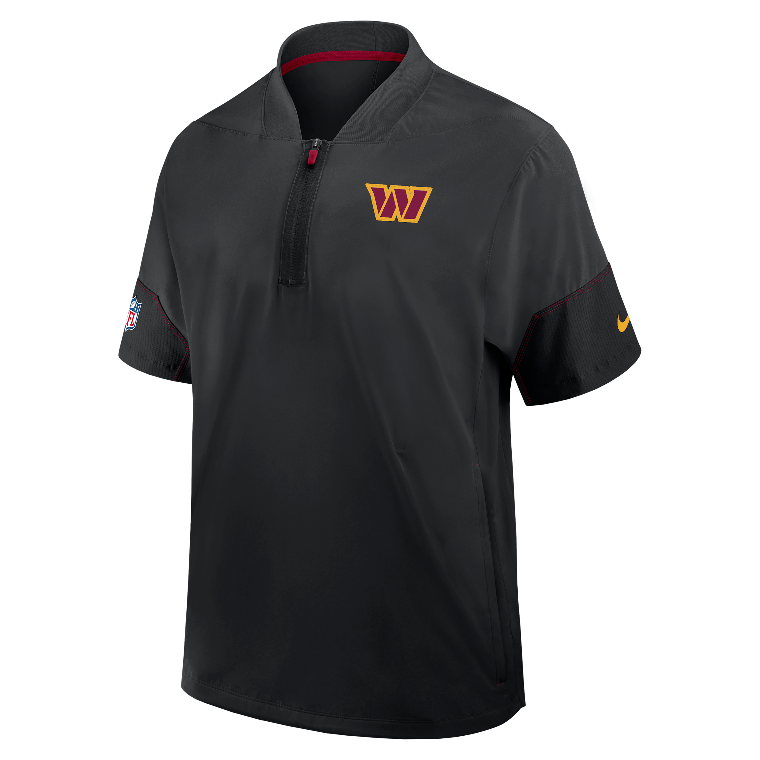 Washington Commanders Sideline Coach Nike Men's NFL 1/2-Zip Short-Sleeve Hooded Jacket in Black | 03BO069Y9E-2J5