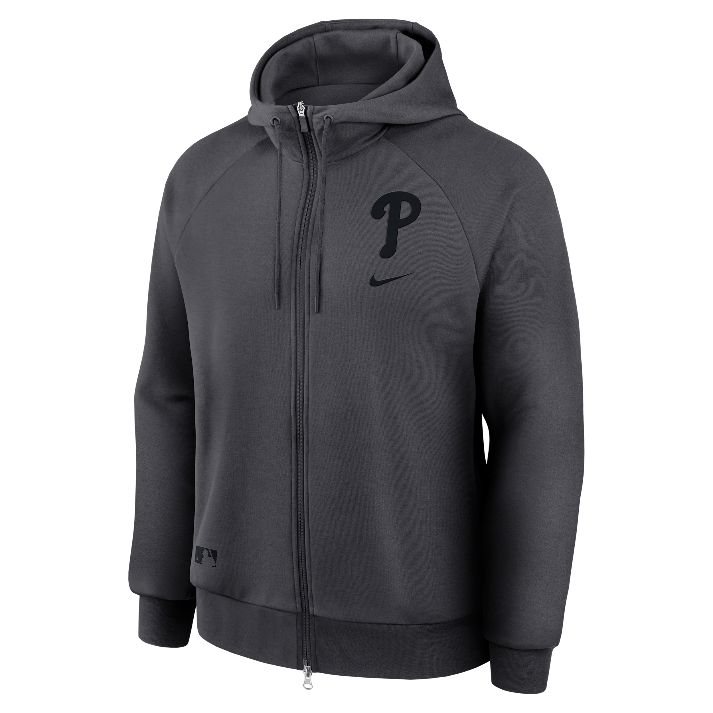 Nike Men's Anthracite Philadelphia Phillies Authentic Collection Player Raglan Dri-fit Full-Zip Hoodie - Anthracite
