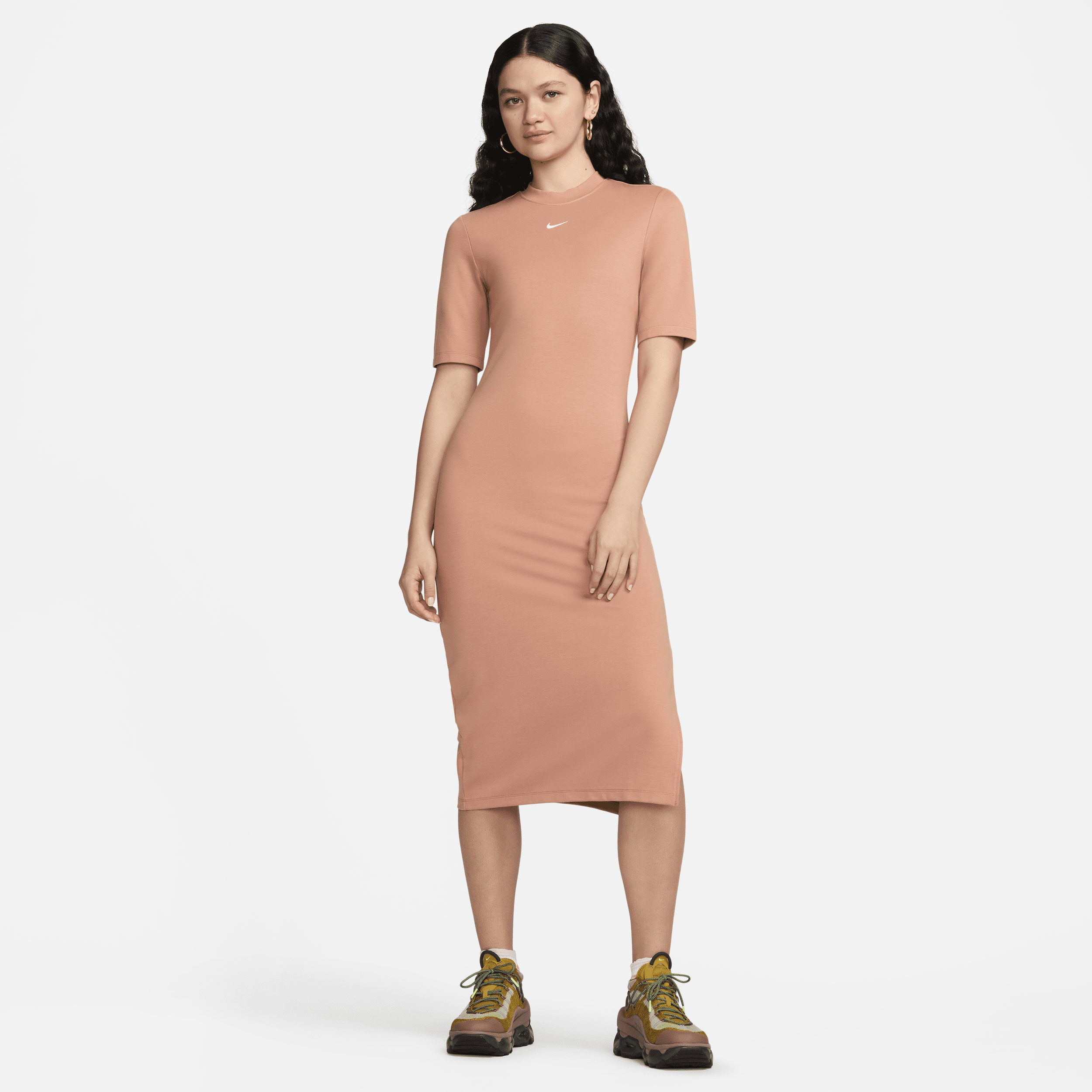 Nike Women's  Sportswear Essential Tight Midi Dress In Pink