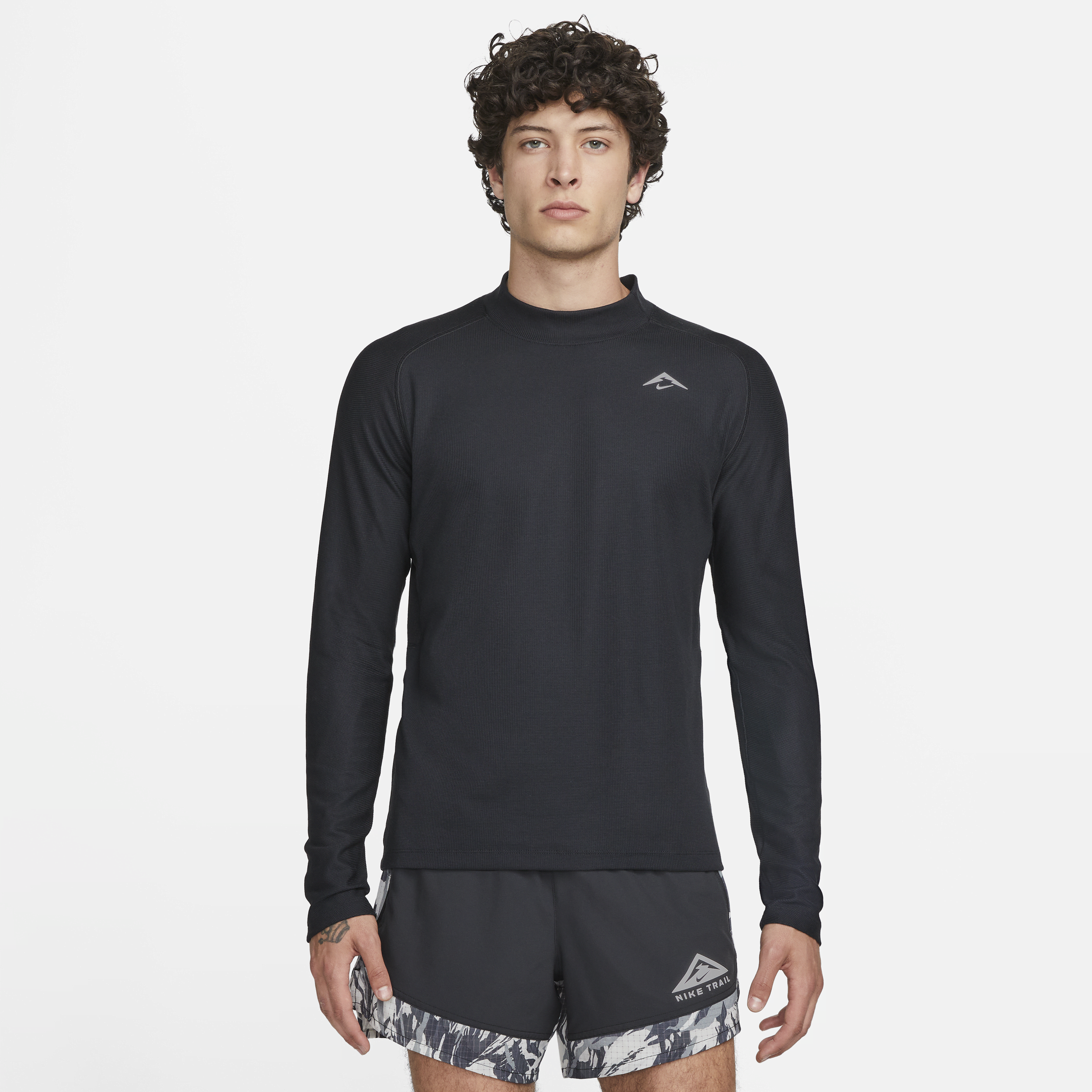 Shop Nike Men's Trail Dri-fit Long-sleeve Running Top In Black