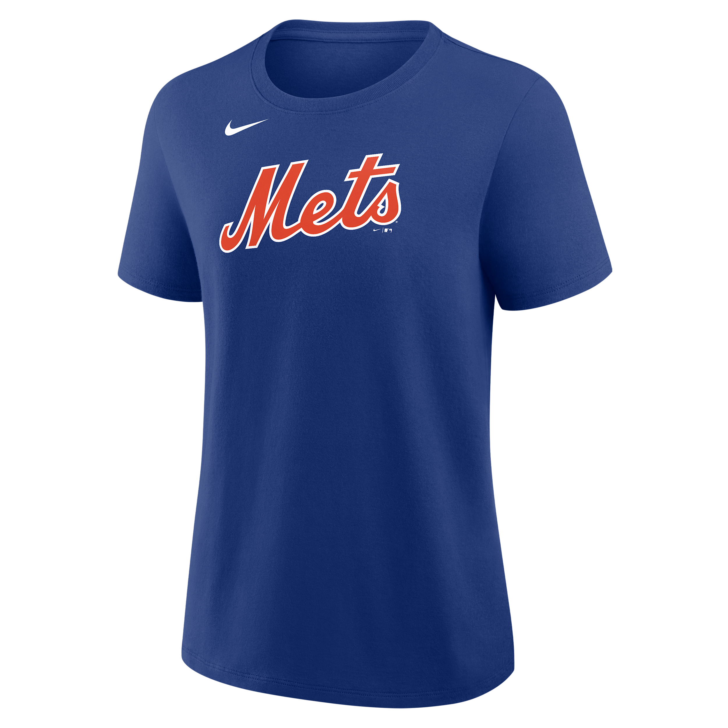New York Mets Wordmark Nike Women's MLB T-Shirt in Blue | 01K94EWNME-M3X