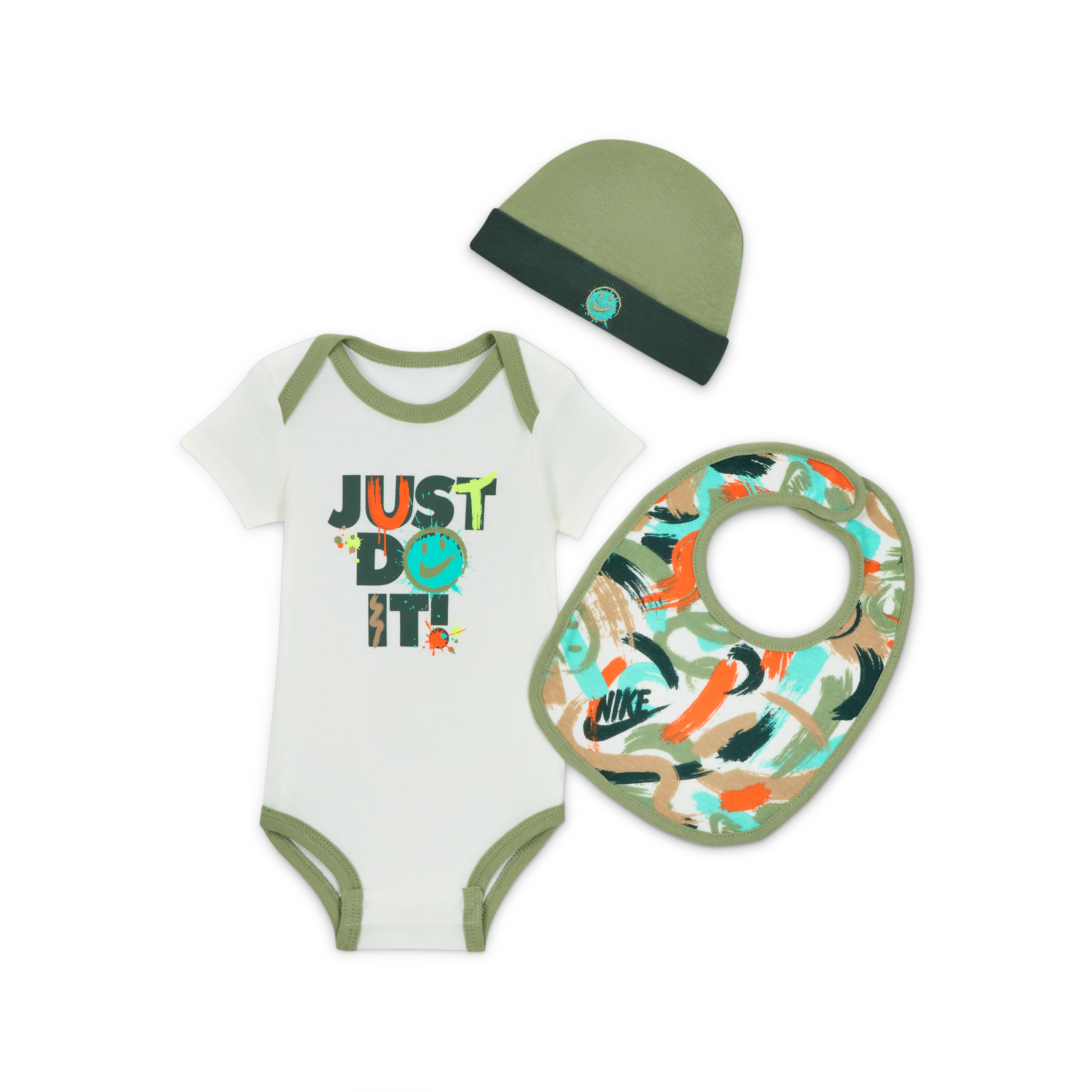 Nike Express Yourself Baby 3-piece Bodysuit Set In White